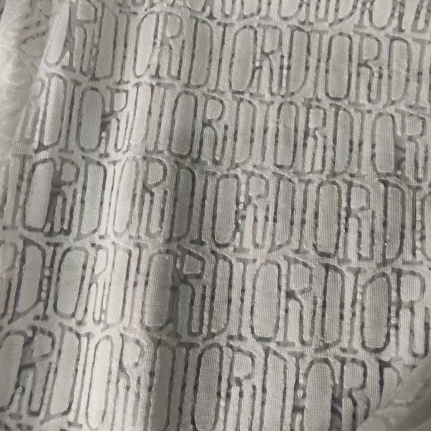 Dior White Logo Print Hollow-Out T-Shirt — label