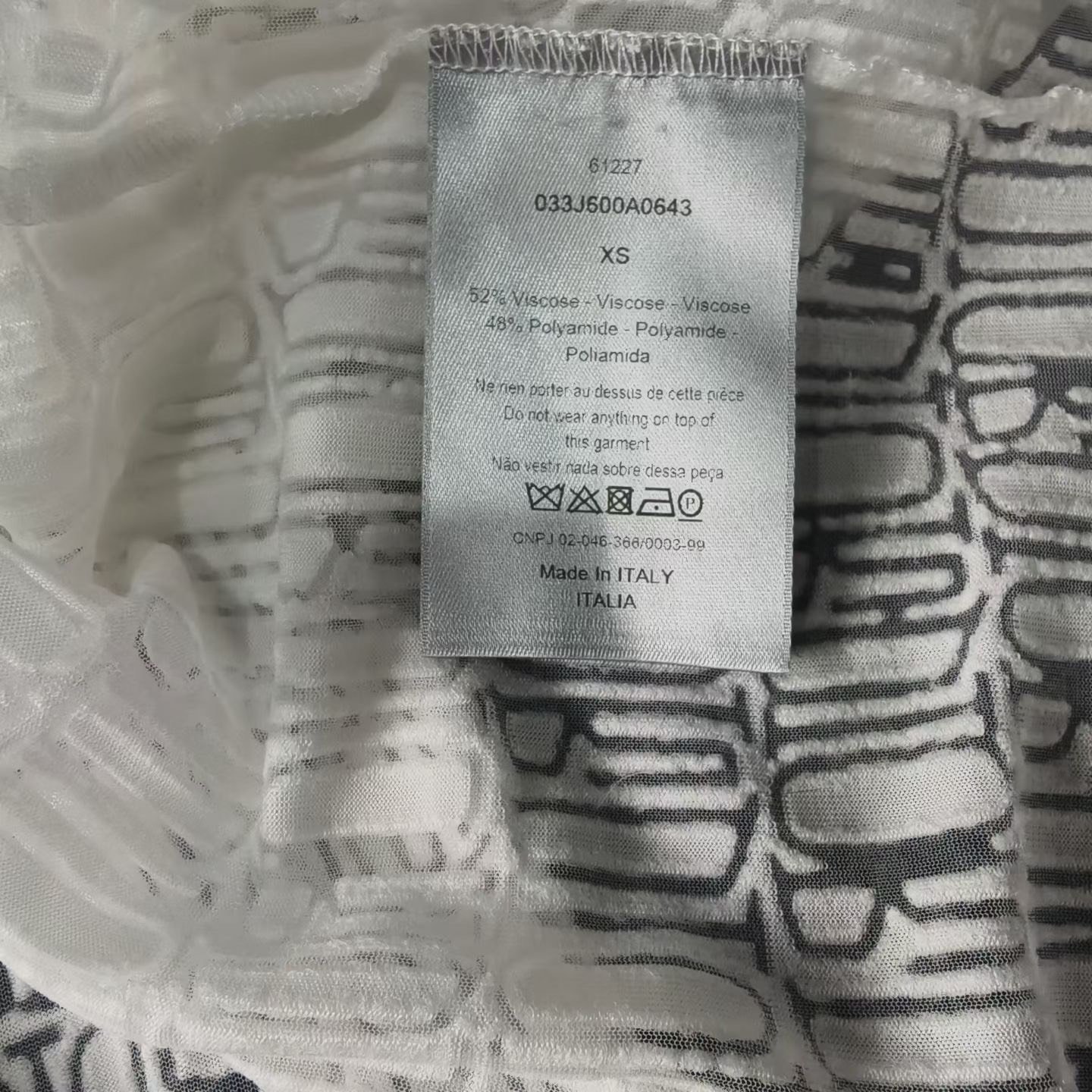 Dior White Logo Print Hollow-Out T-Shirt — back