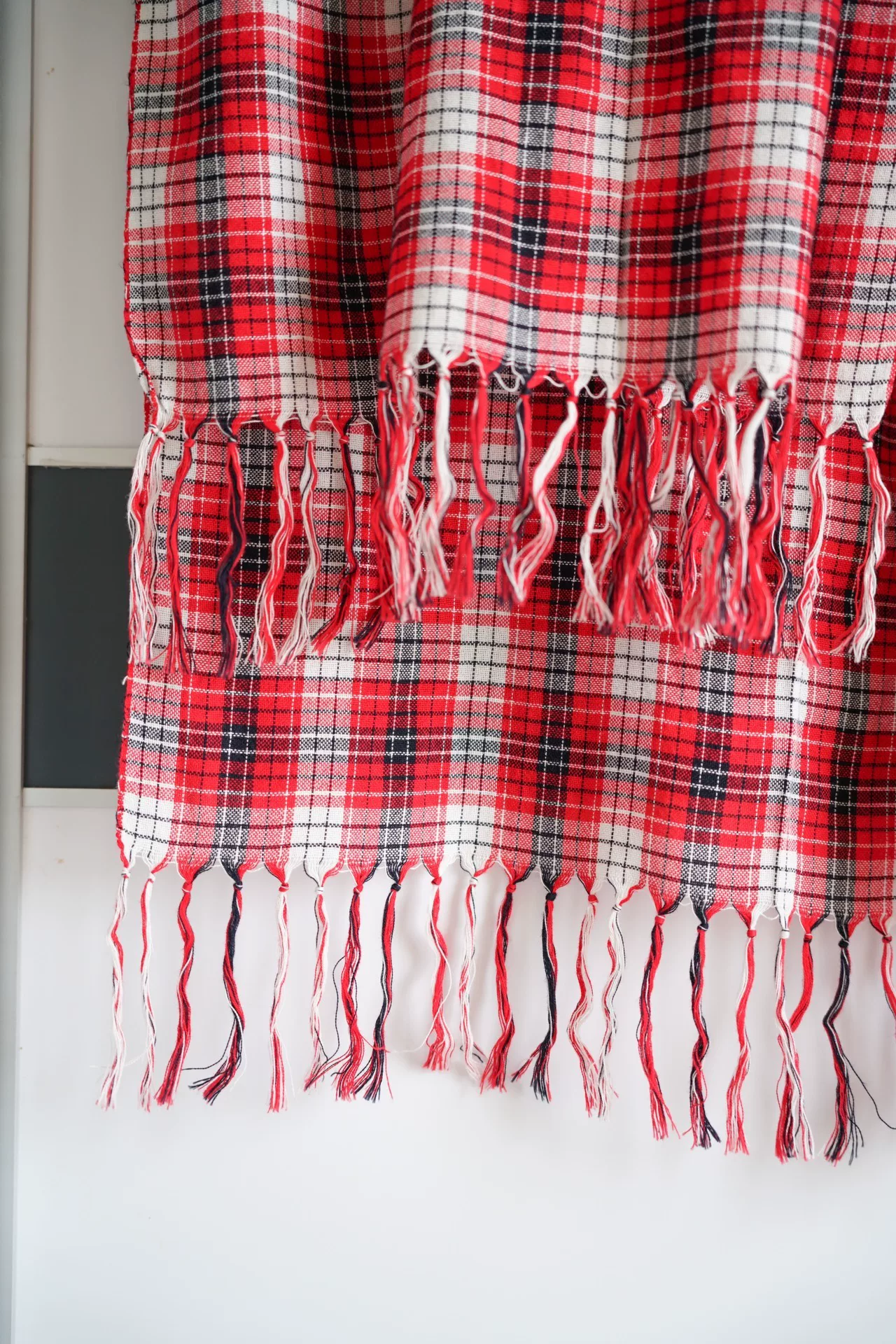 Yohji Yamamoto 13ss Red Plaid Tassel Scarf — front