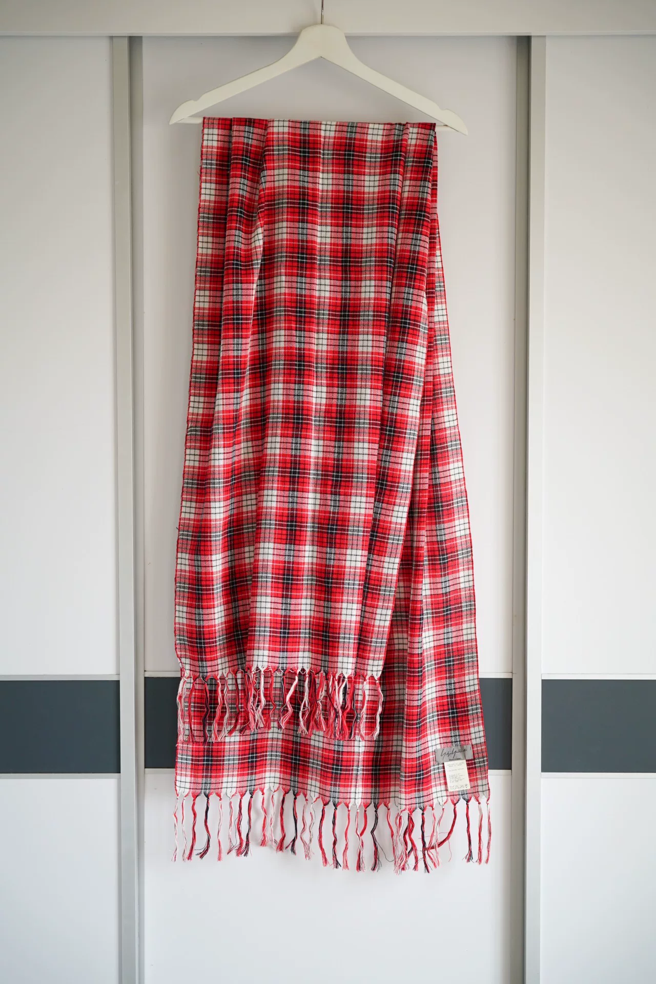 Yohji Yamamoto 13ss Red Plaid Tassel Scarf