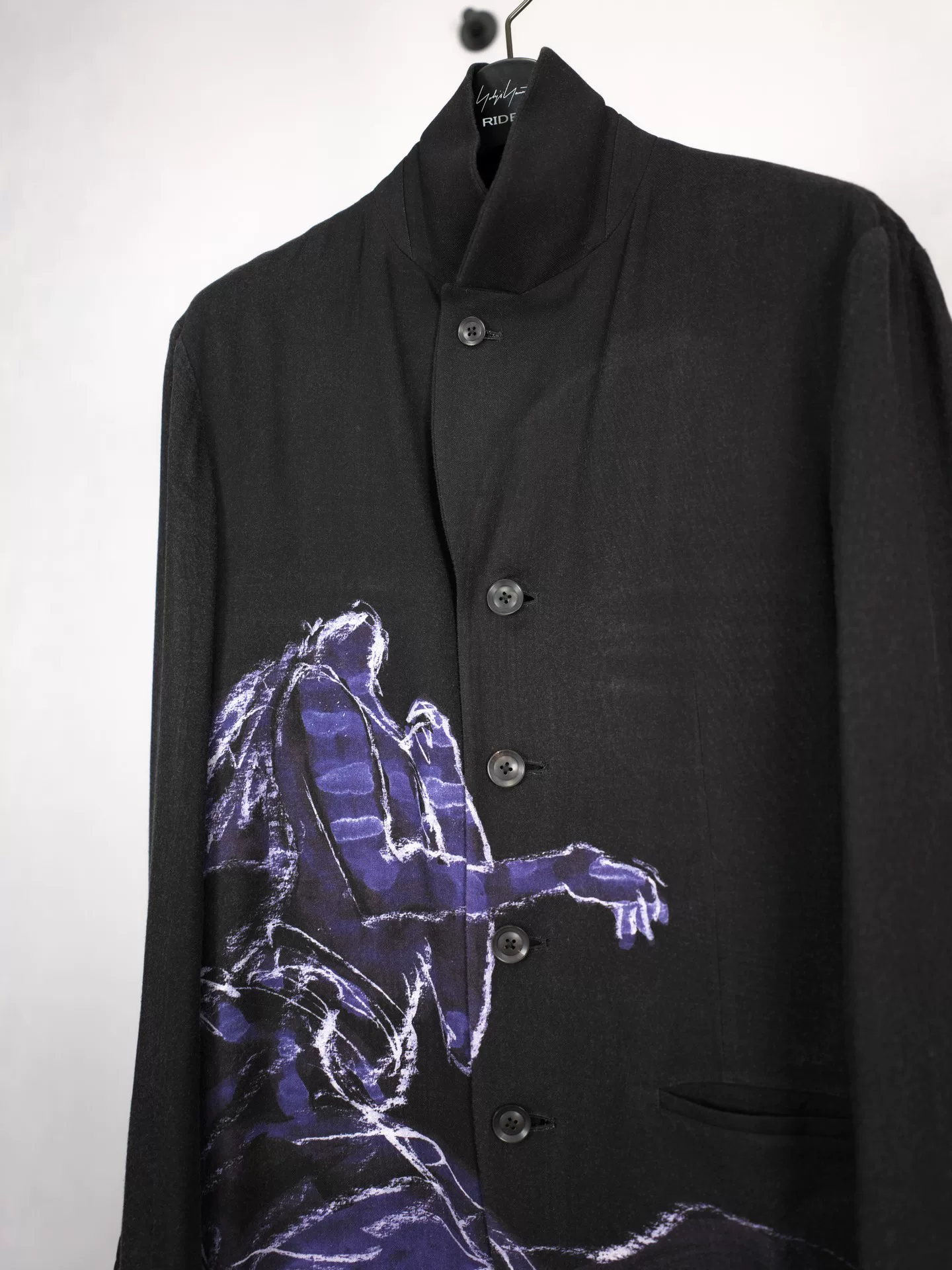 Yohji Yamamoto 19SS Black Abstract Print Coat — back