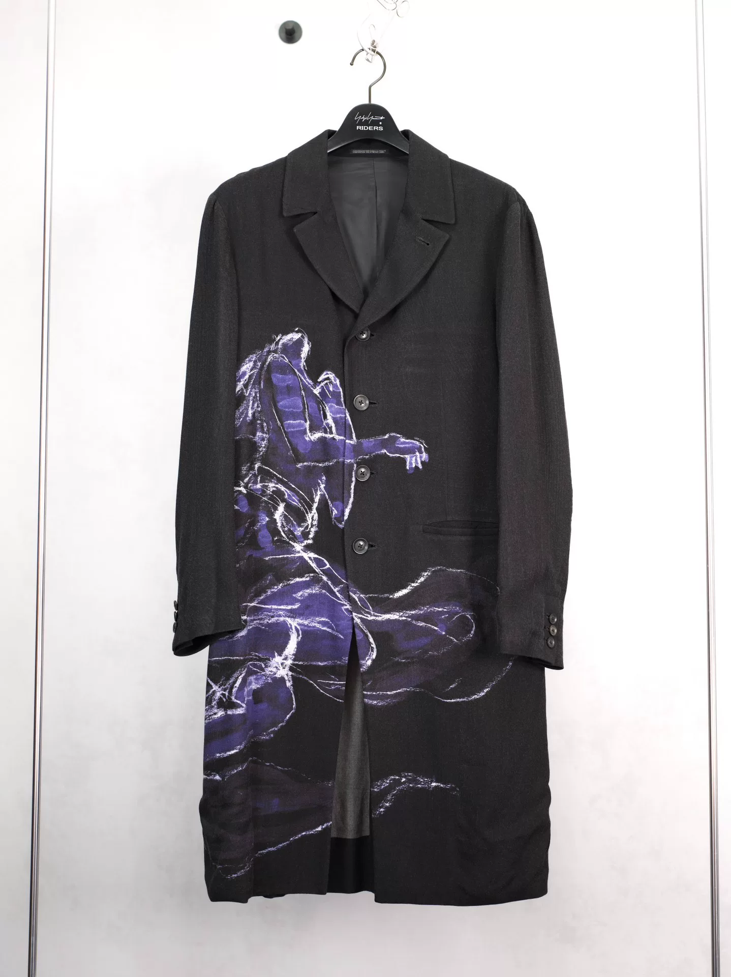 Yohji Yamamoto 19SS Black Abstract Print Coat — front