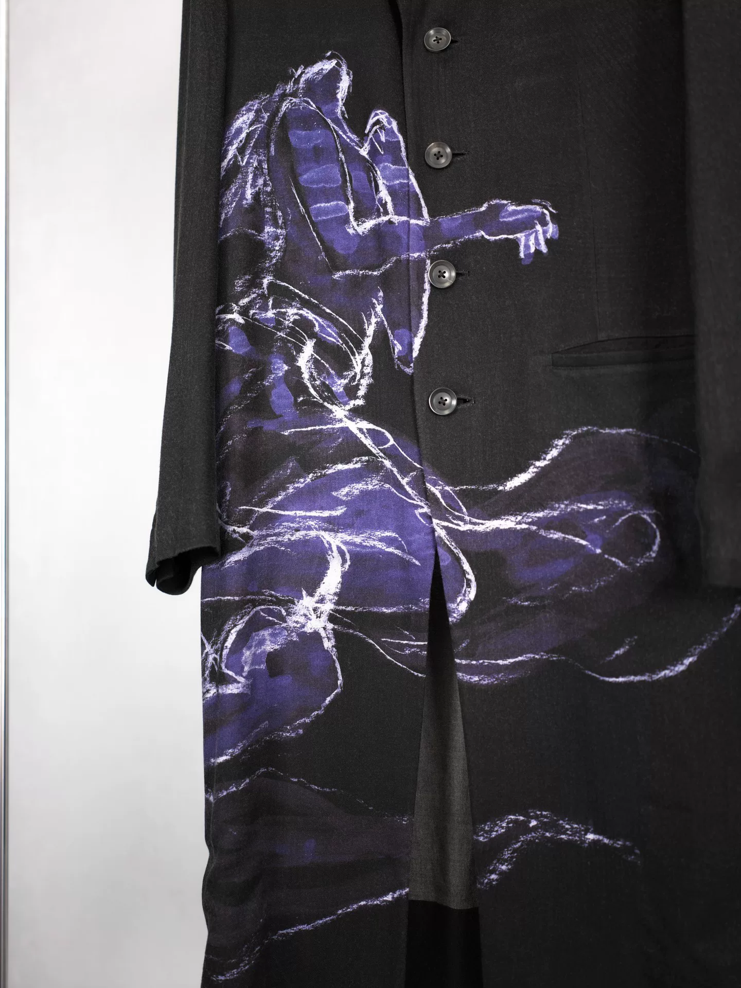 Yohji Yamamoto 19SS Black Abstract Print Coat — label