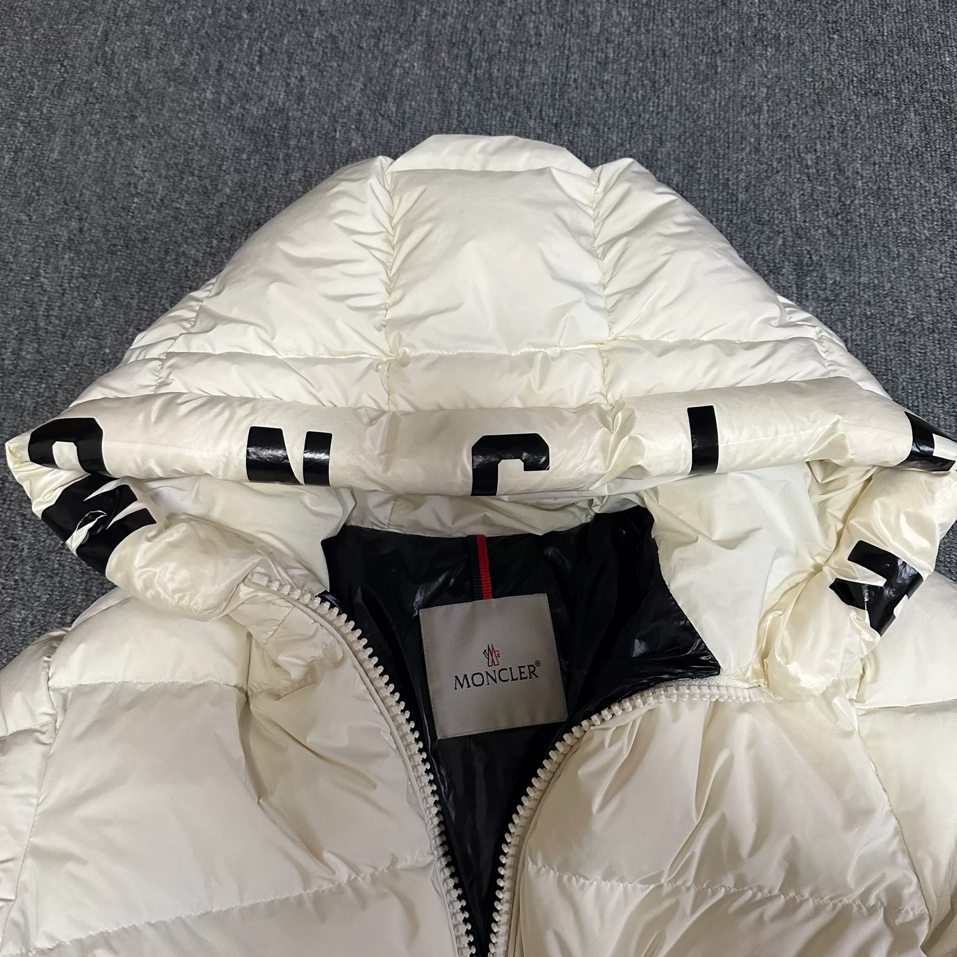 Moncler White Short Hooded Puffer Jacket — back
