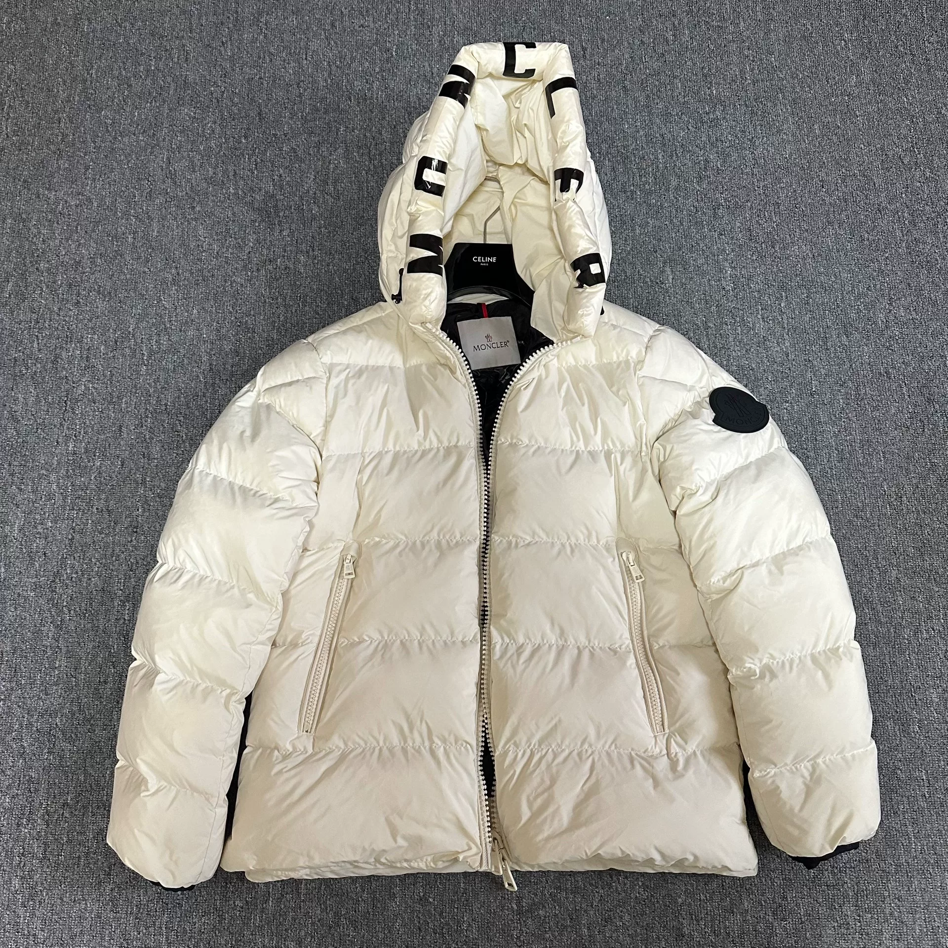 Moncler White Short Hooded Puffer Jacket
