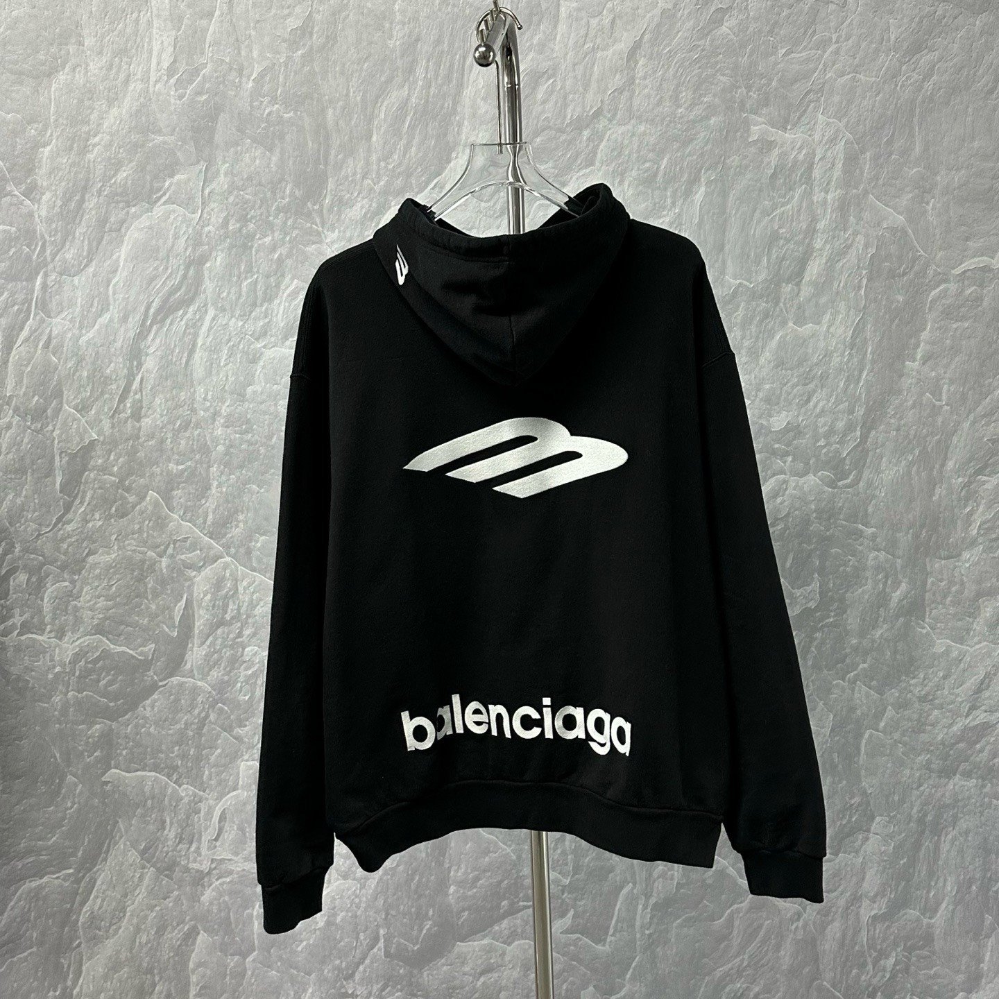 Balenciaga SS26 Embroidered 3B Hooded Half-Zip Sweatshirt — back