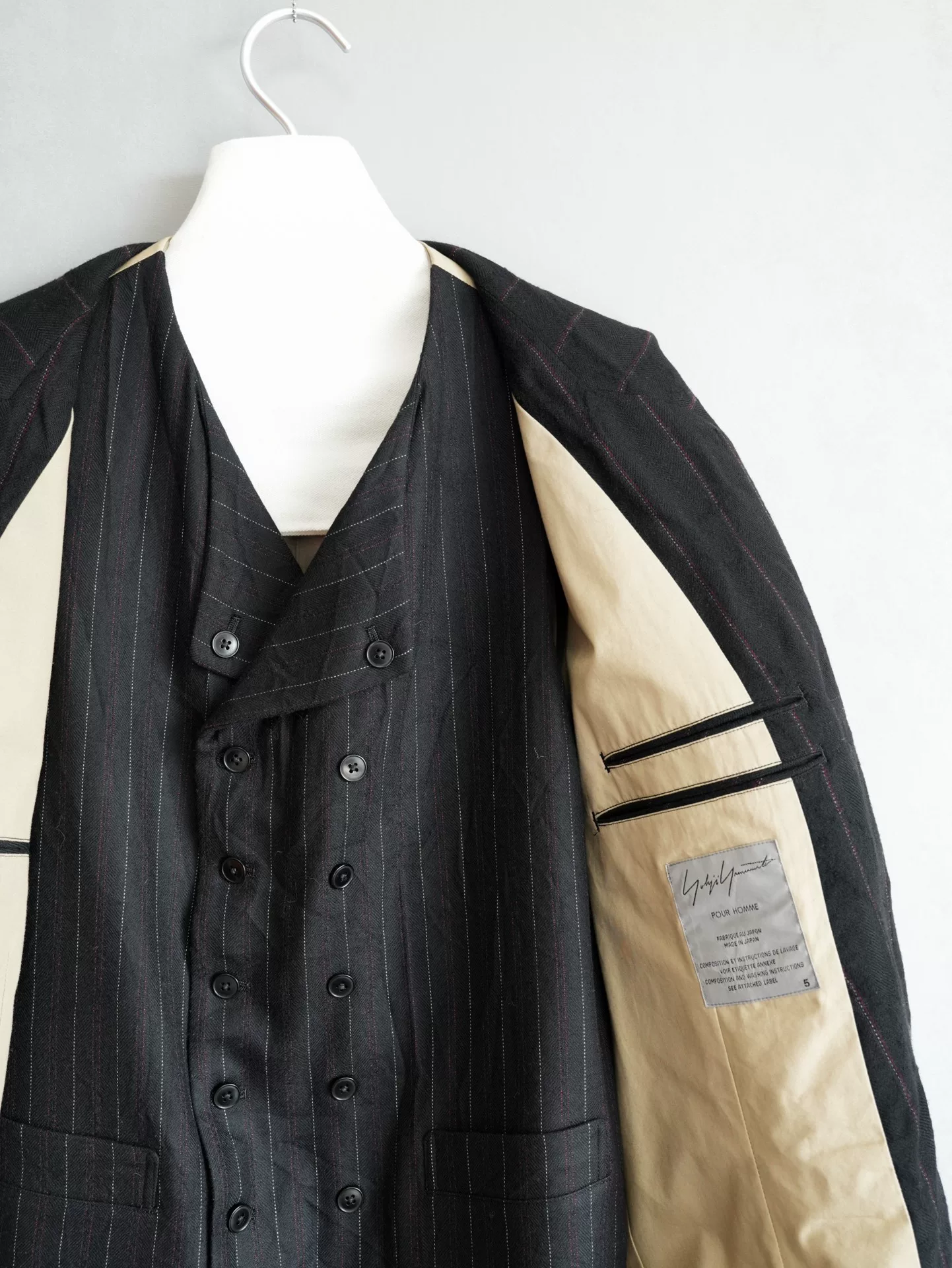 Yohji Yamamoto 11AW Corroded Stripe Jacket — label