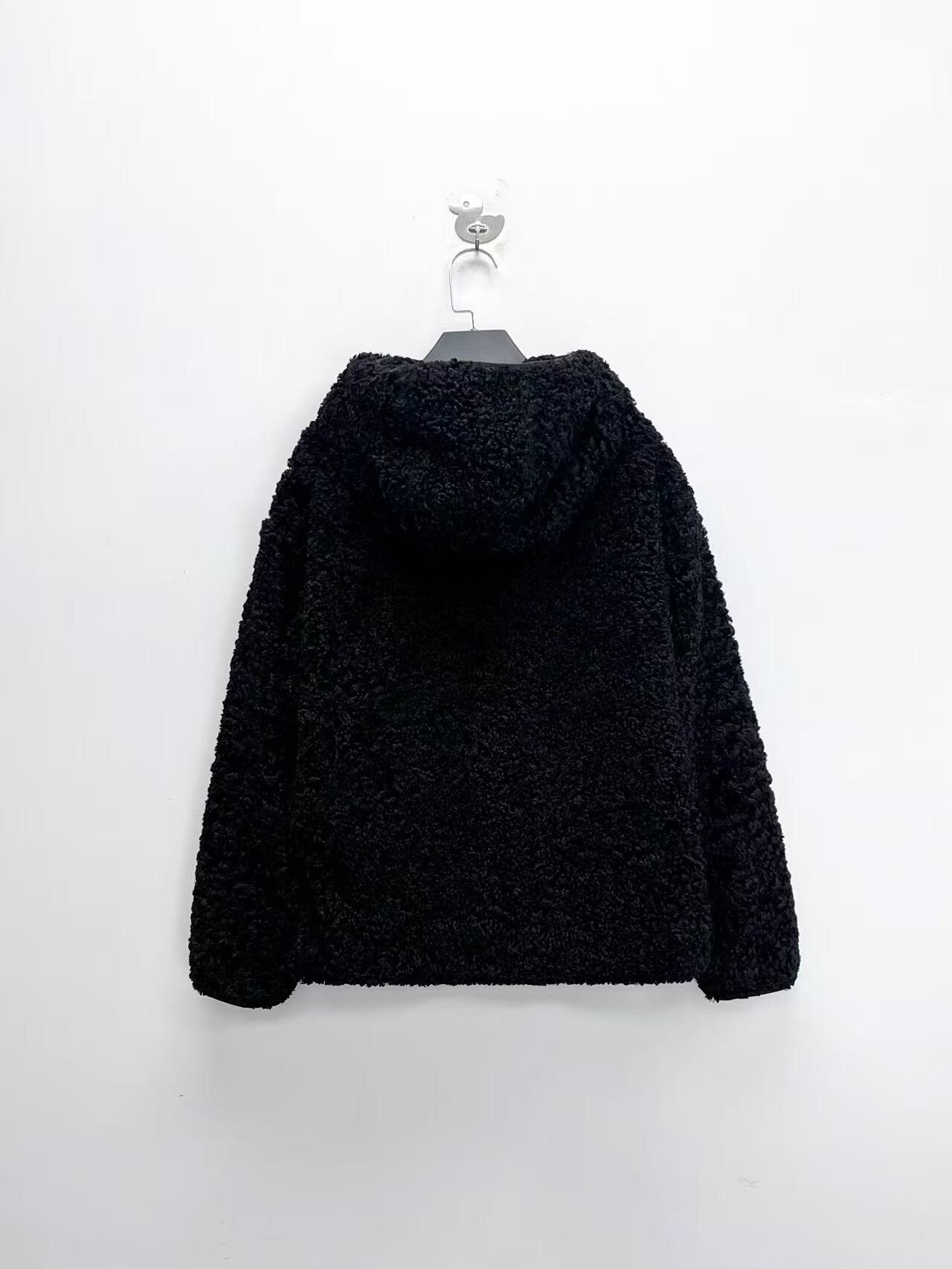 Dior Black Half-Zip Logo Teddy Fleece Jacket — front