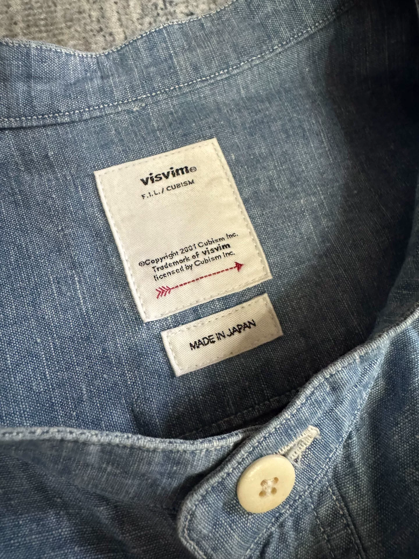 VISVIM 24SS ELGIN CHAMBRAY L/S Collarless Shirt — front