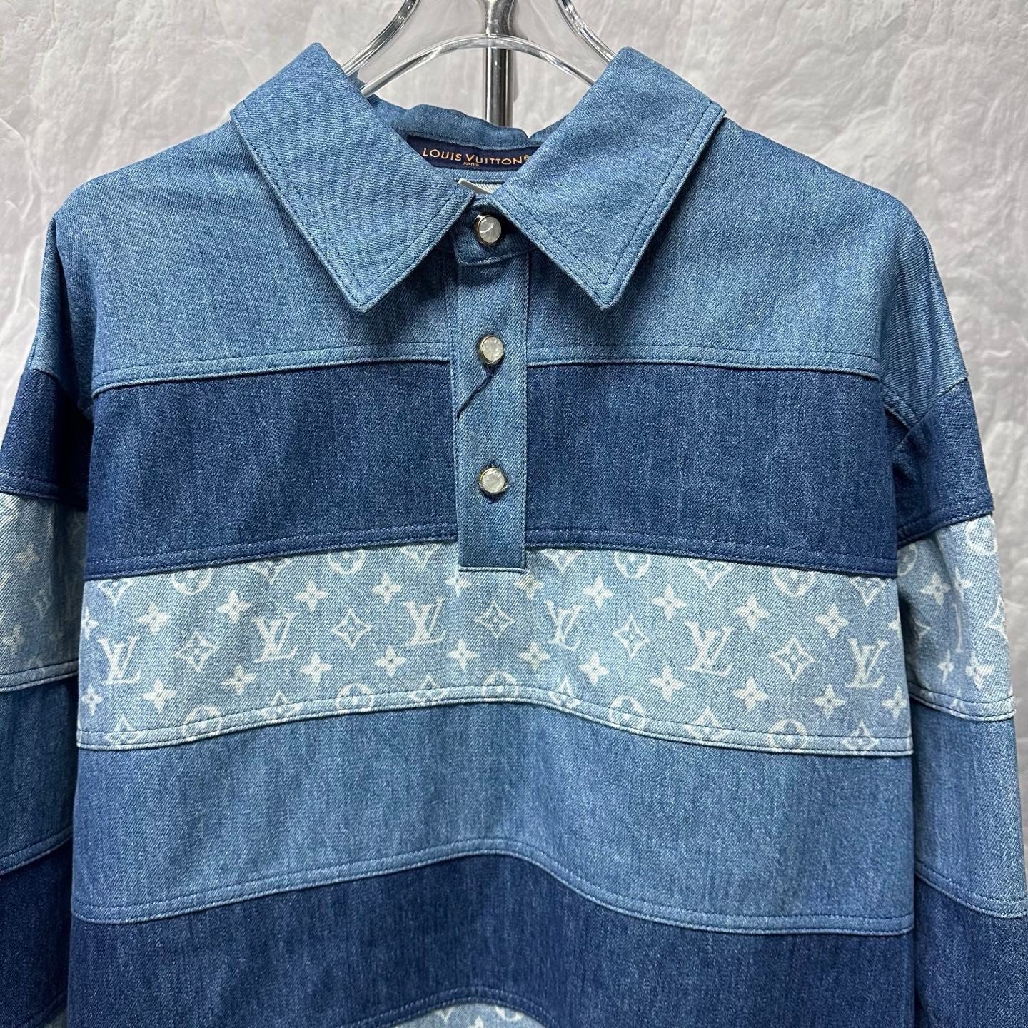 Louis Vuitton FW24 Denim Patchwork Jacket — front