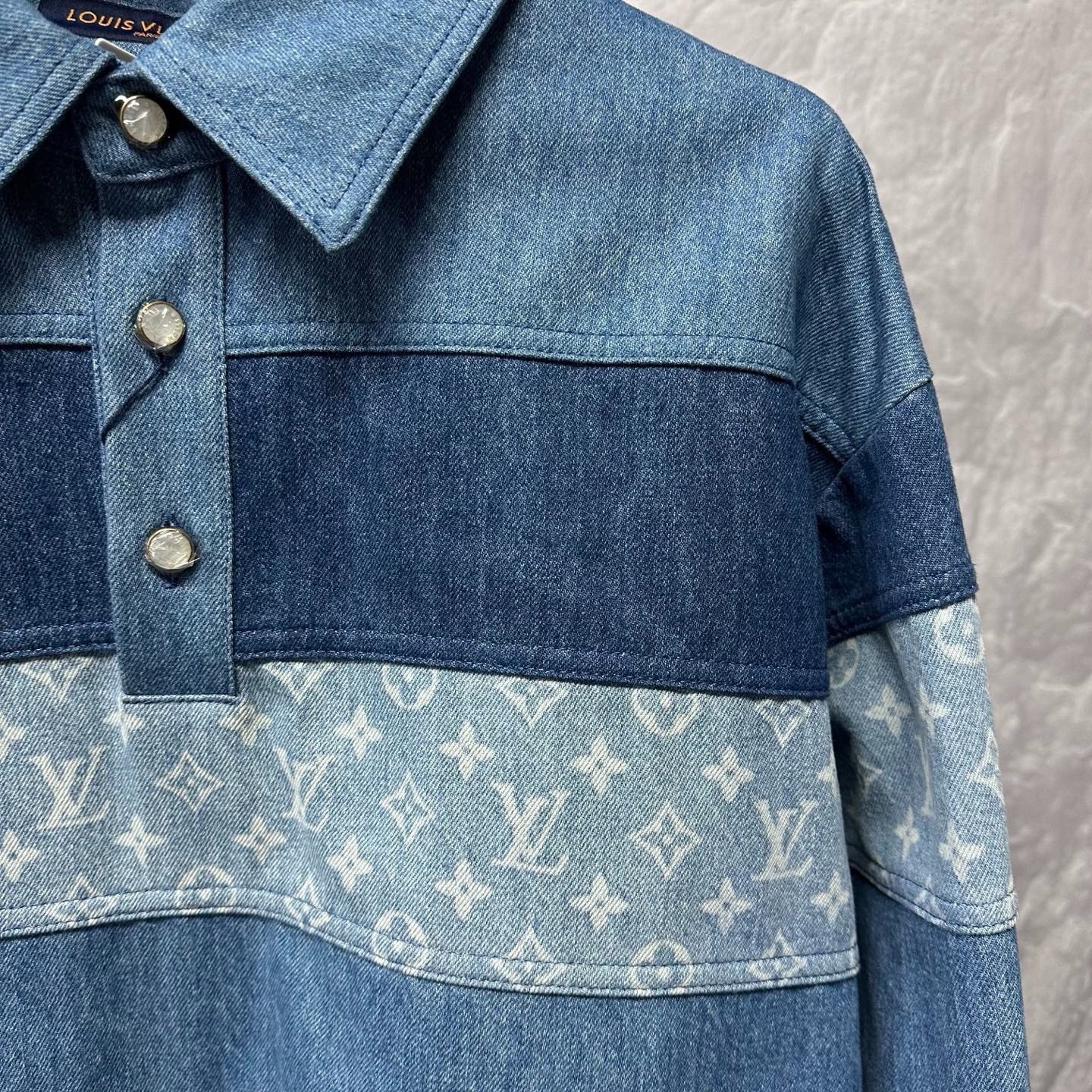 Louis Vuitton FW24 Denim Patchwork Jacket — detail
