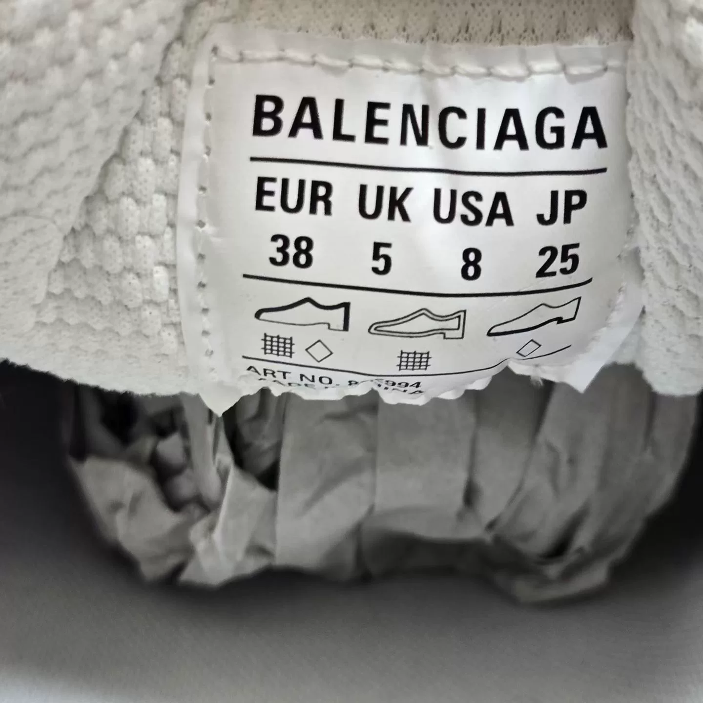 Balenciaga 3XL Silver White Lace Bow Dad Shoes — label