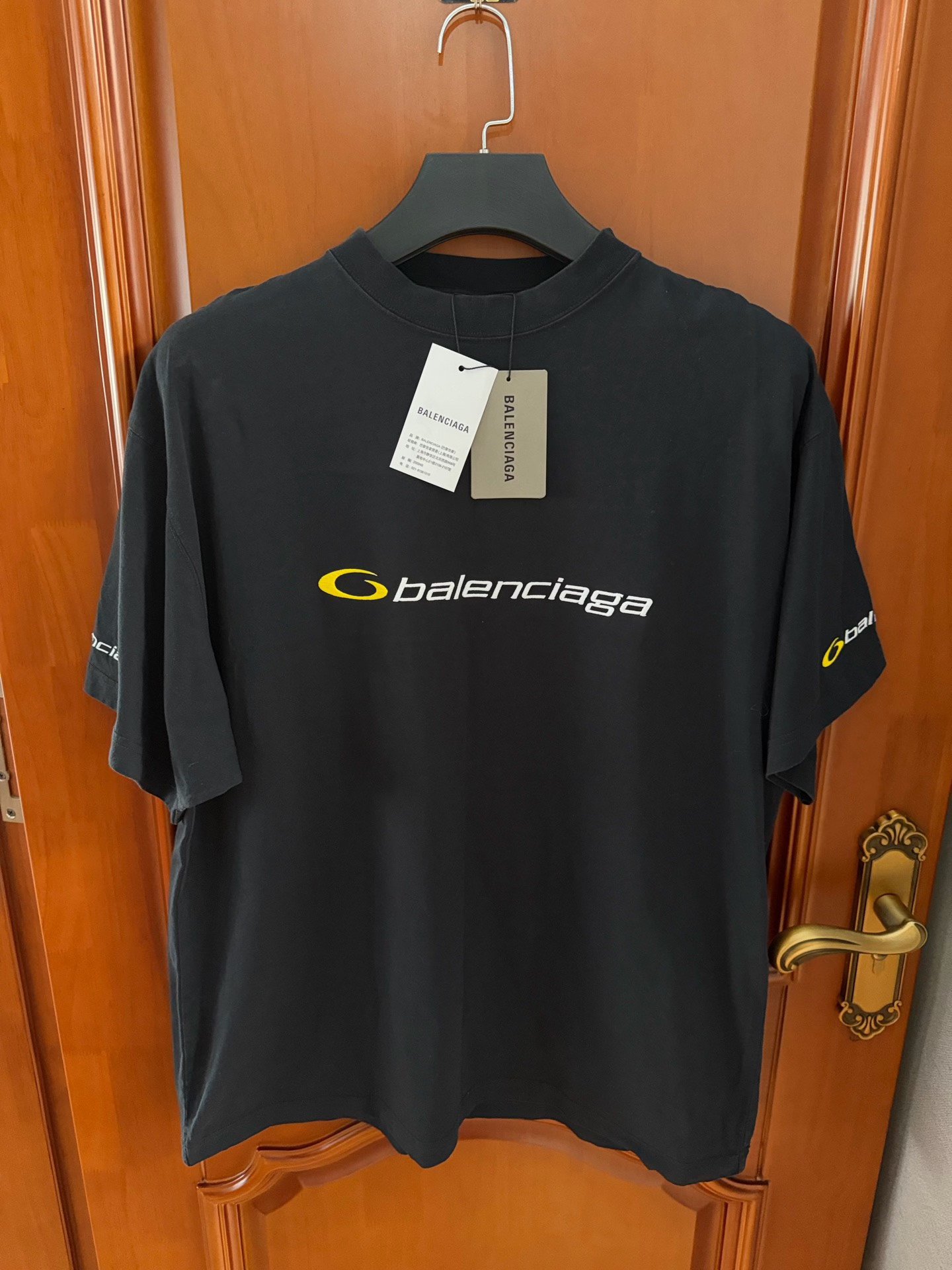 Balenciaga 2025 Black Logo Embroidered T-Shirt
