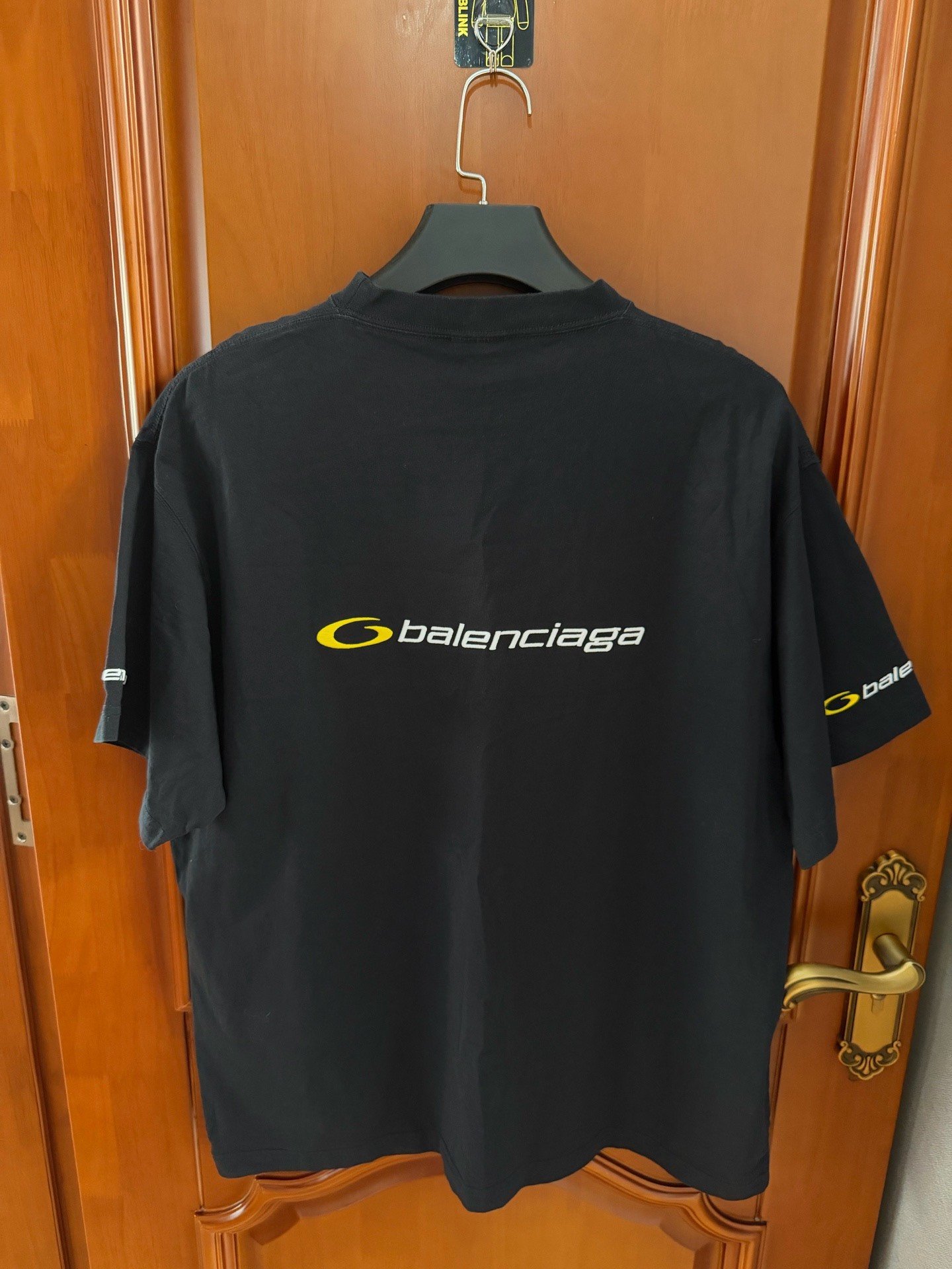 Balenciaga 2025 Black Logo Embroidered T-Shirt — front