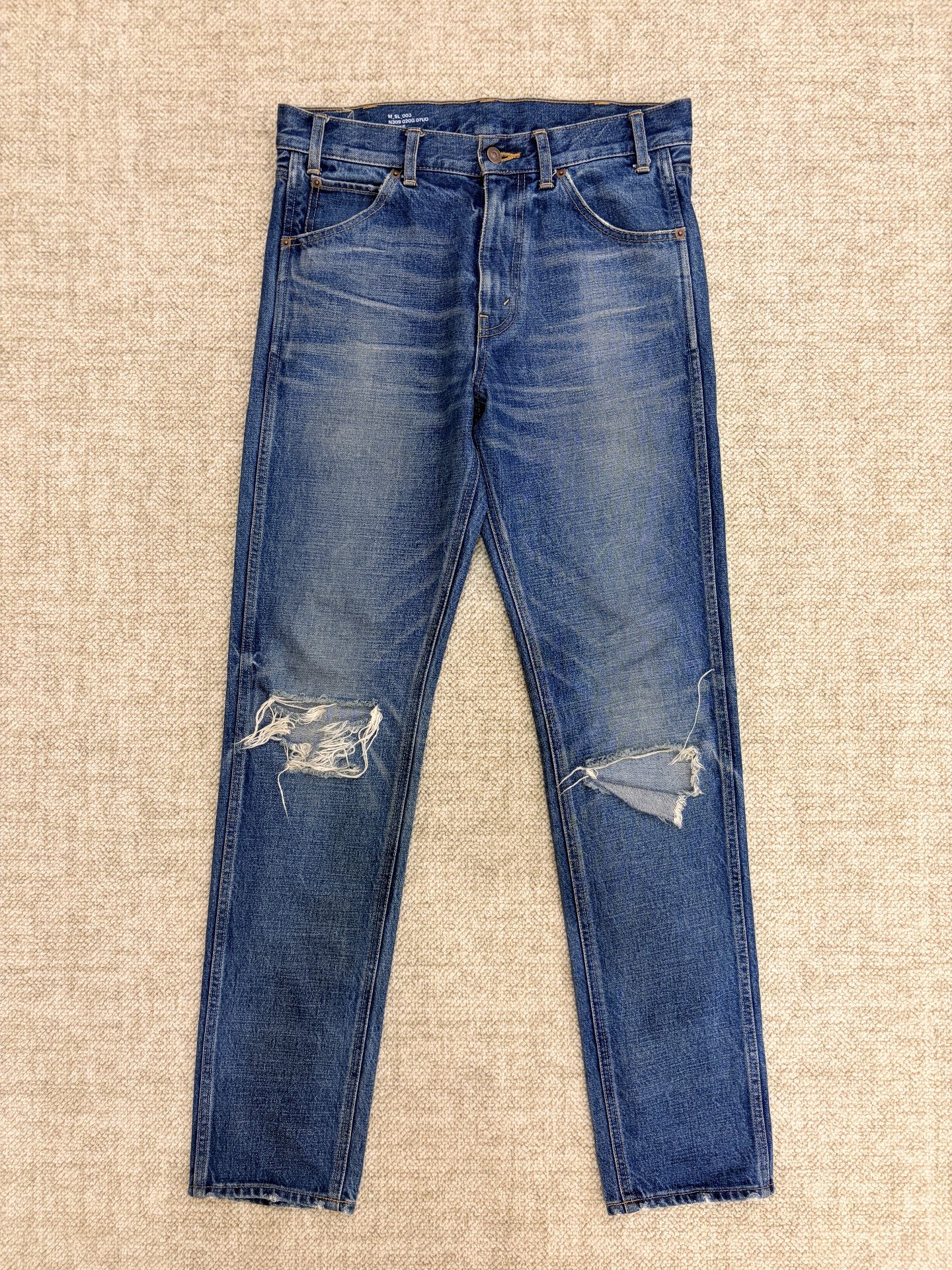 Celine Blue Straight-Leg Distressed Jeans