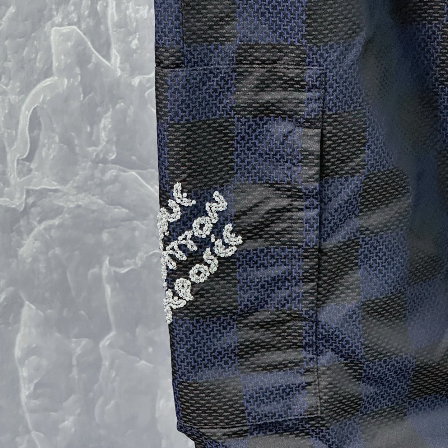 Louis Vuitton SS24 Pharrell Checkered Beaded Pants — detail