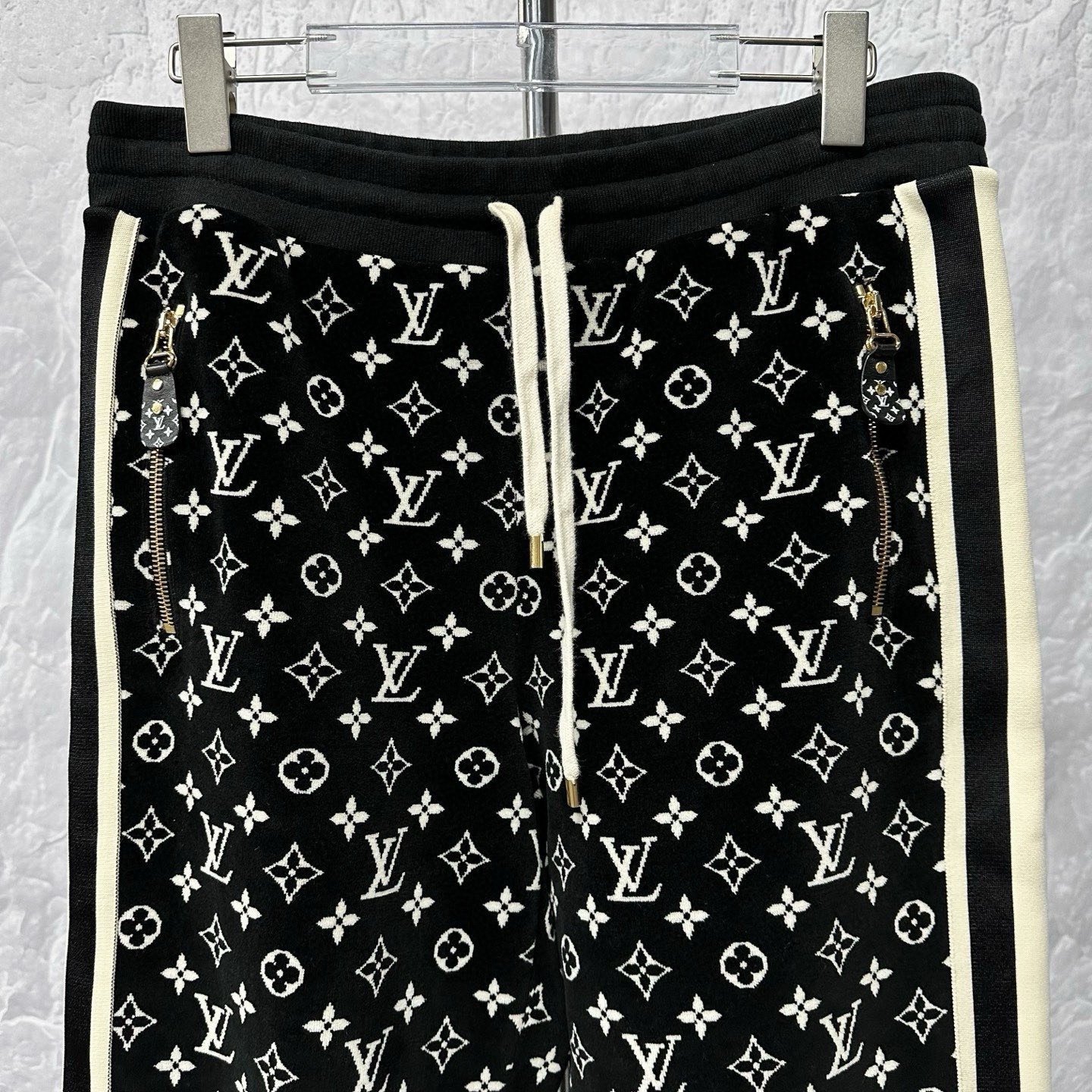 Louis Vuitton Logo Velvet Side Stripe Pants — front