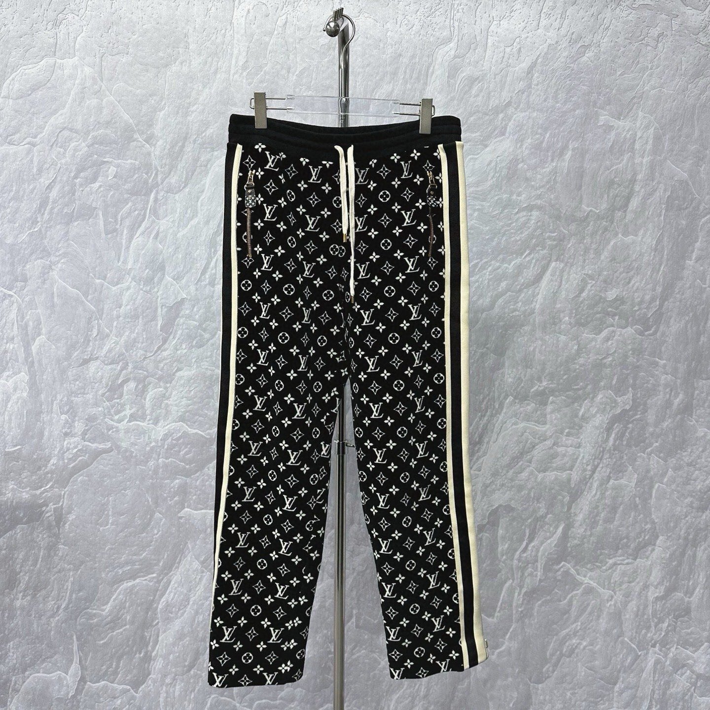 Louis Vuitton Logo Velvet Side Stripe Pants