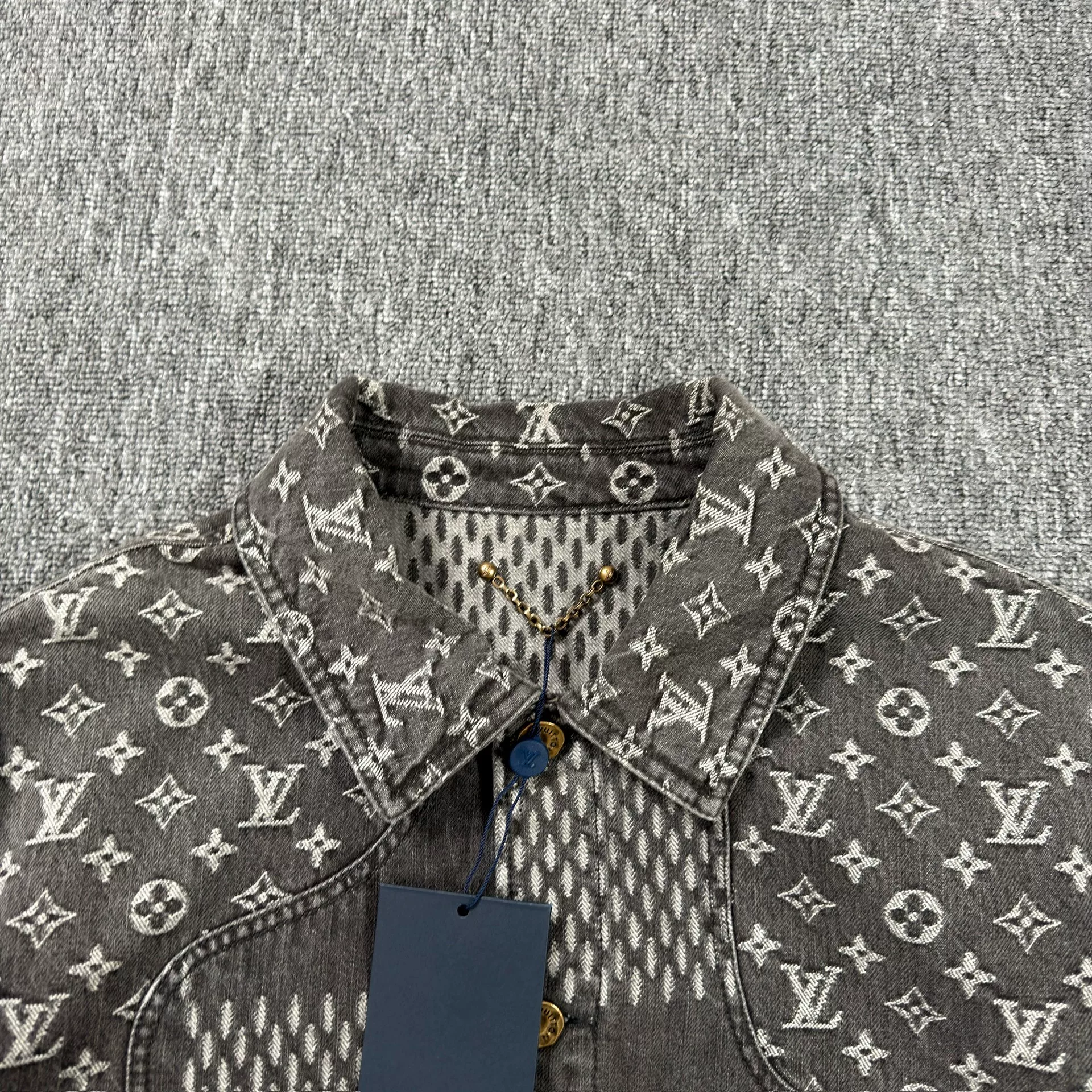 LV Nigo Black All-over Print Denim Jacket — front