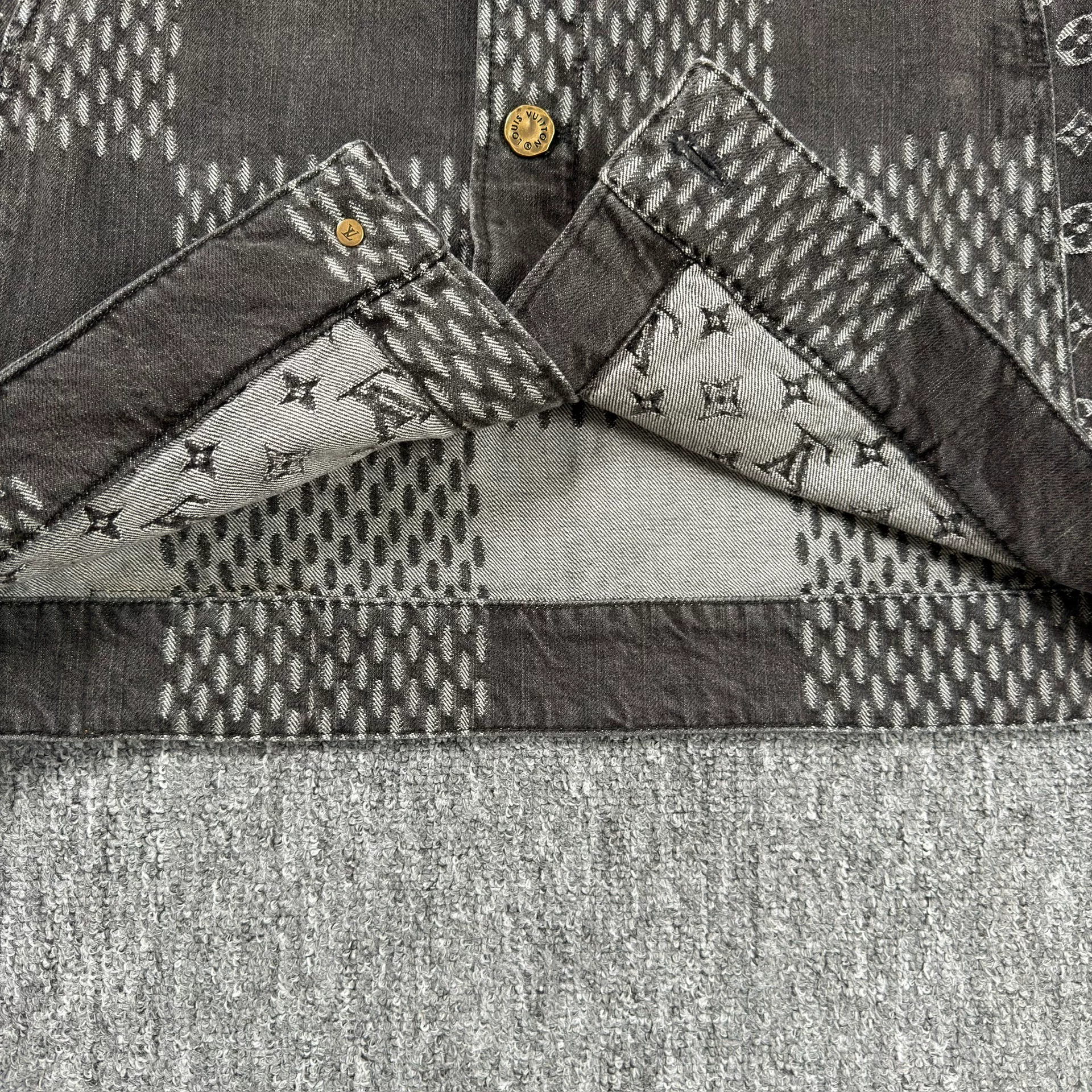 LV Nigo Black All-over Print Denim Jacket — label