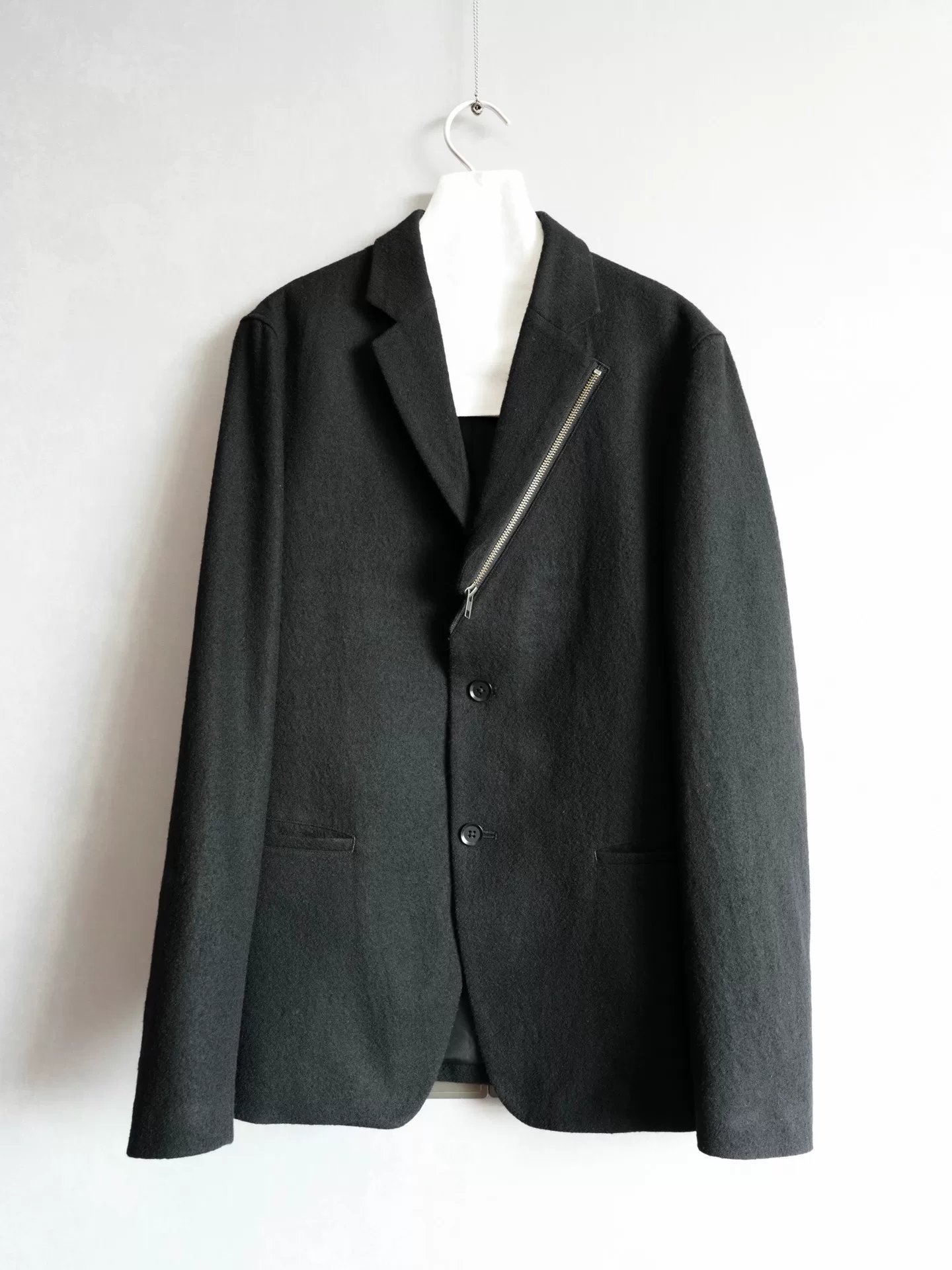 Yohji Yamamoto 14AW Zip Leather Wool Coat