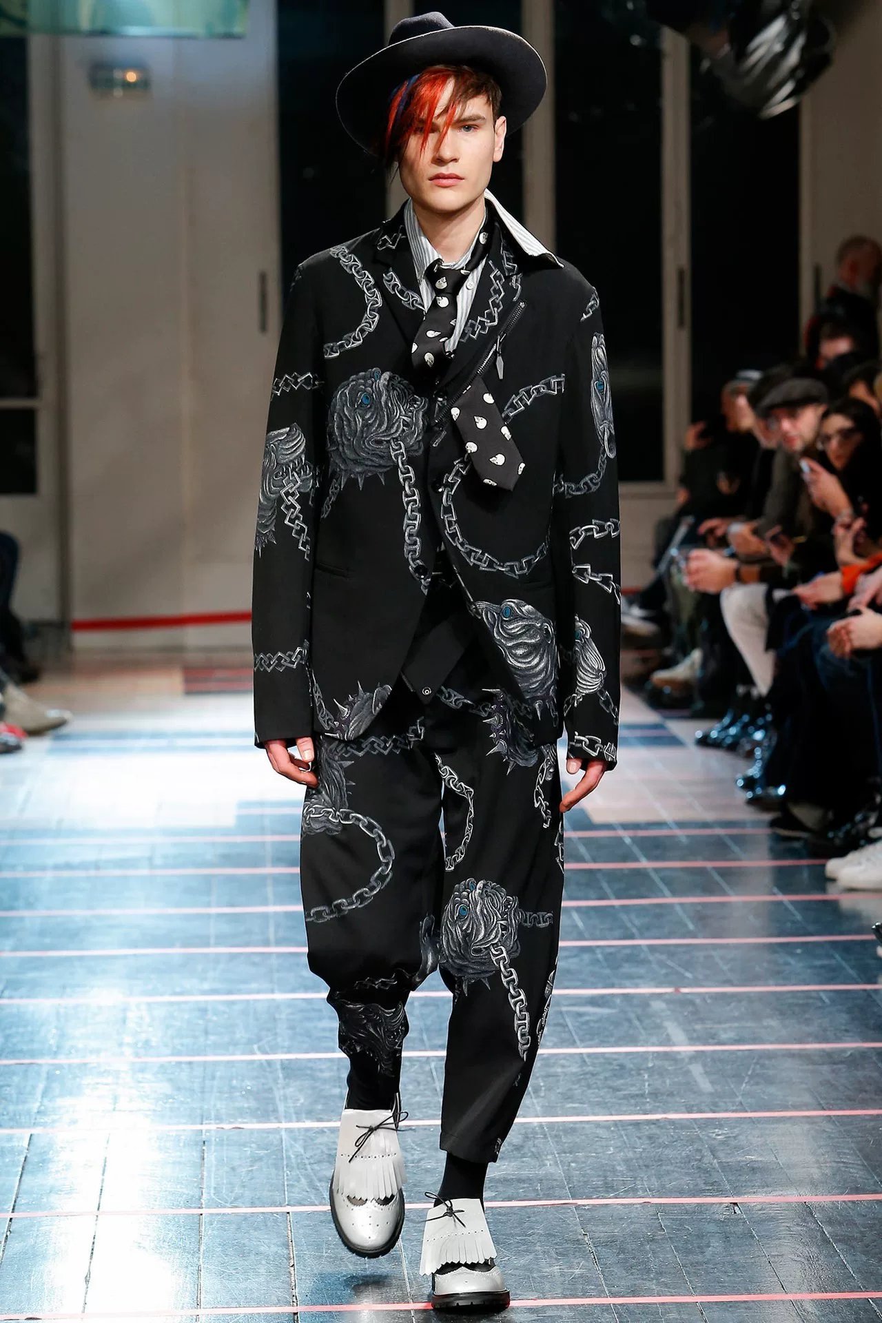 Yohji Yamamoto 14AW Zip Leather Wool Coat — front