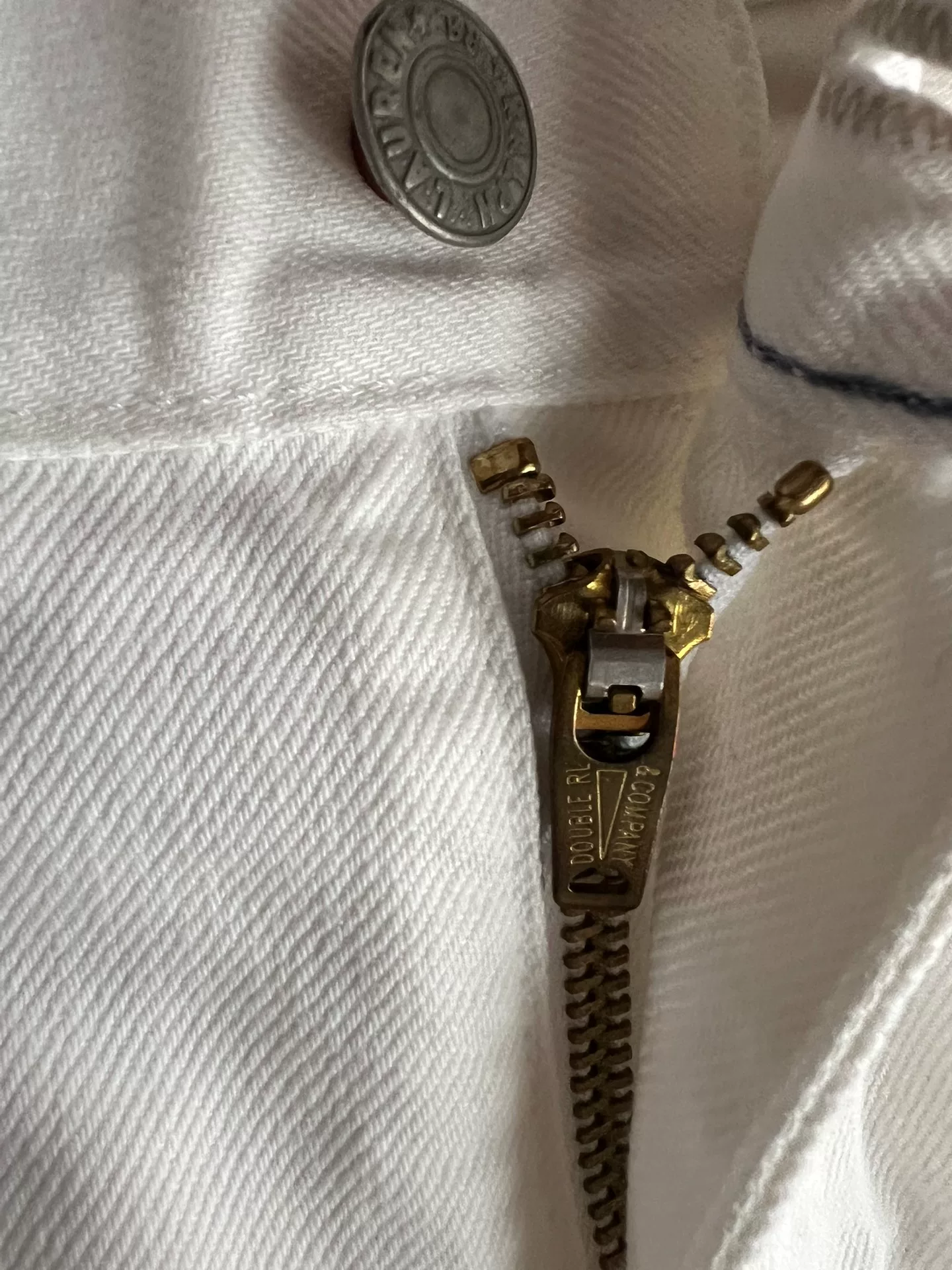 RRL Double RL Slim Fit White Jeans — label
