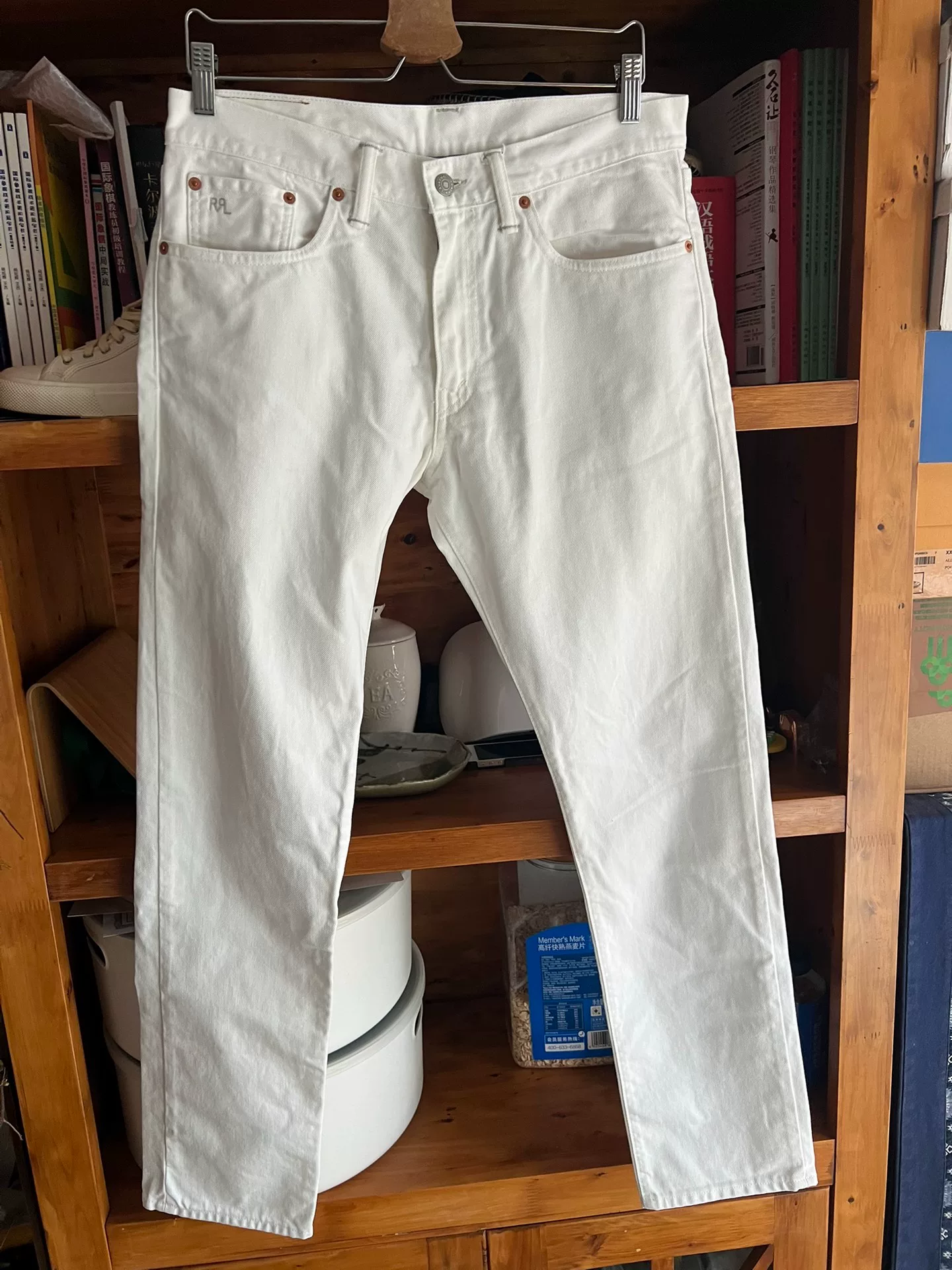 RRL Double RL Slim Fit White Jeans — front