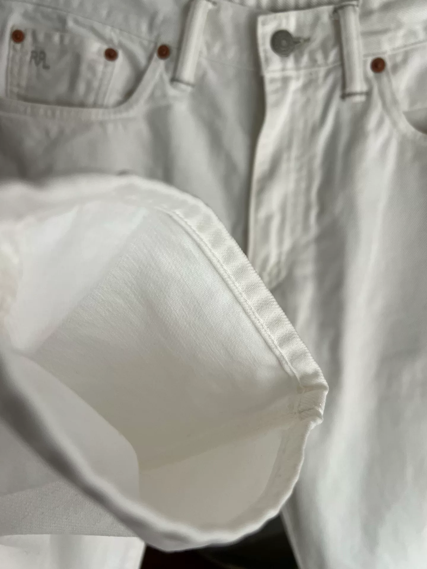 RRL Double RL Slim Fit White Jeans — back