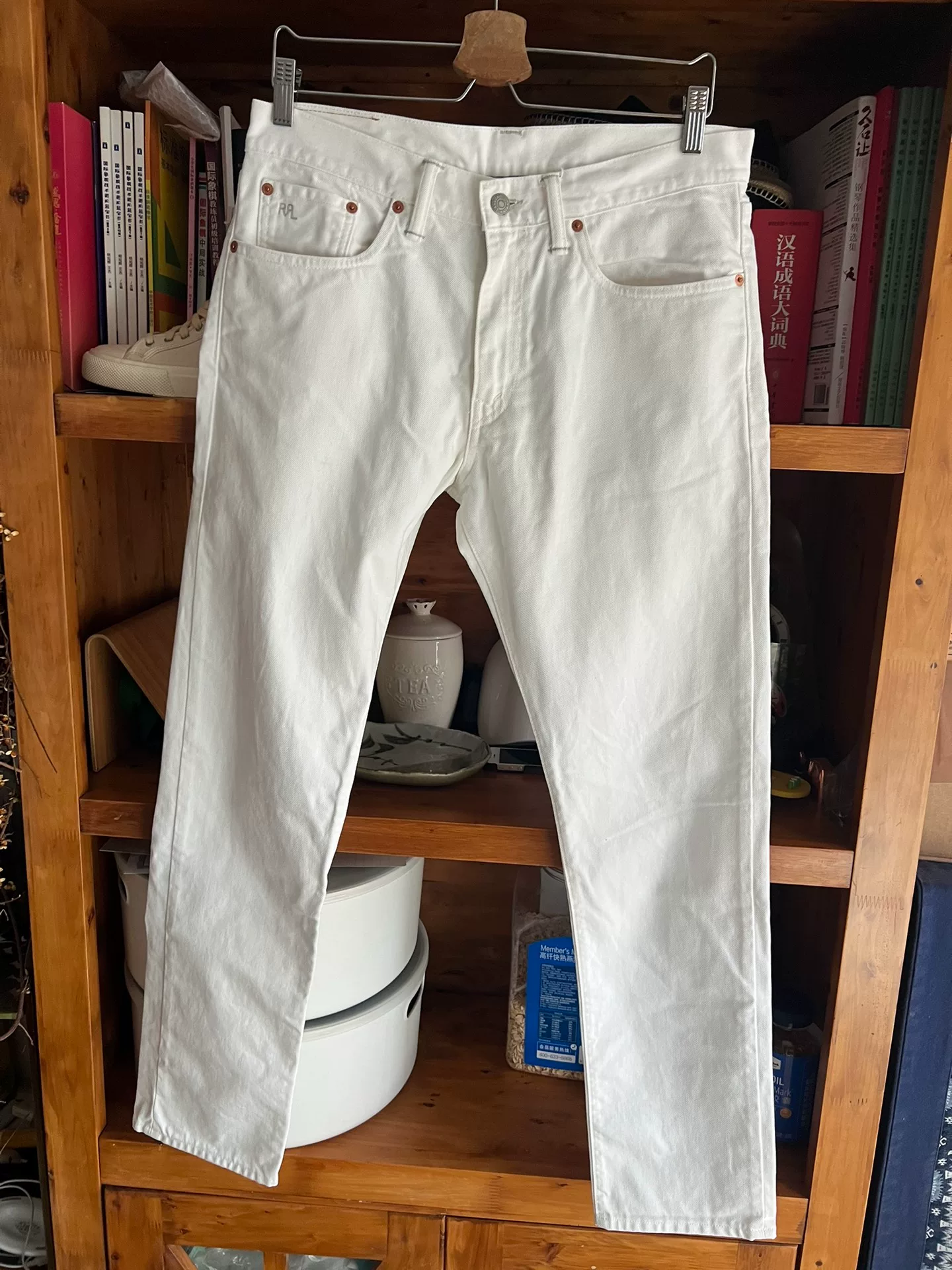 RRL Double RL Slim Fit White Jeans — detail