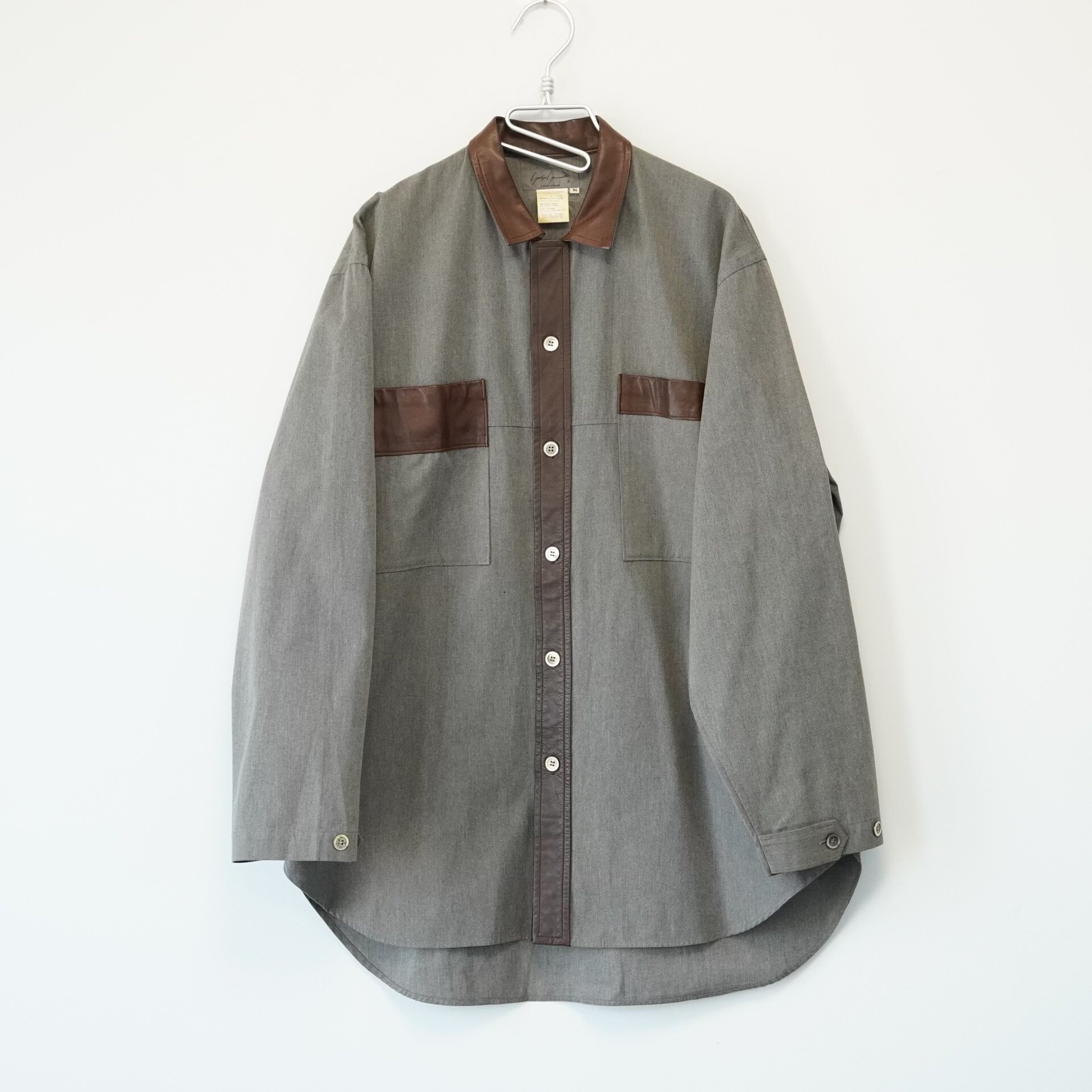 Yohji Yamamoto 90AW Leather Accent Cotton Shirt