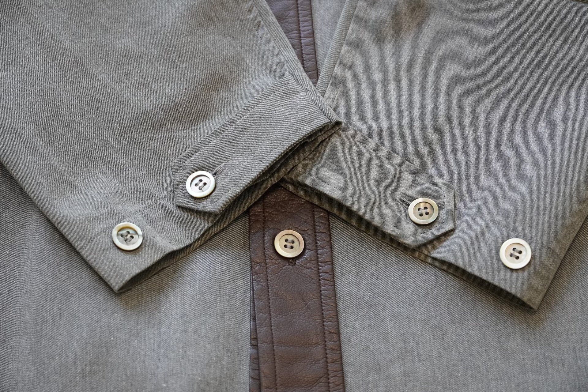 Yohji Yamamoto 90AW Leather Accent Cotton Shirt — back