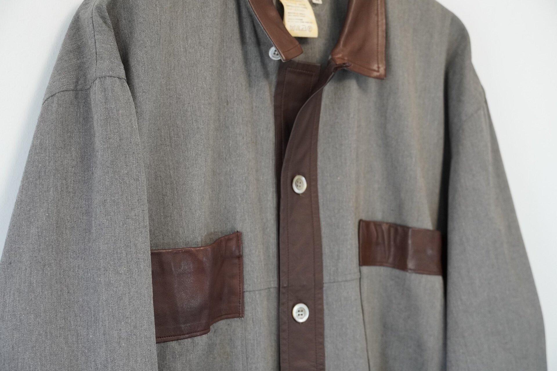 Yohji Yamamoto 90AW Leather Accent Cotton Shirt — front