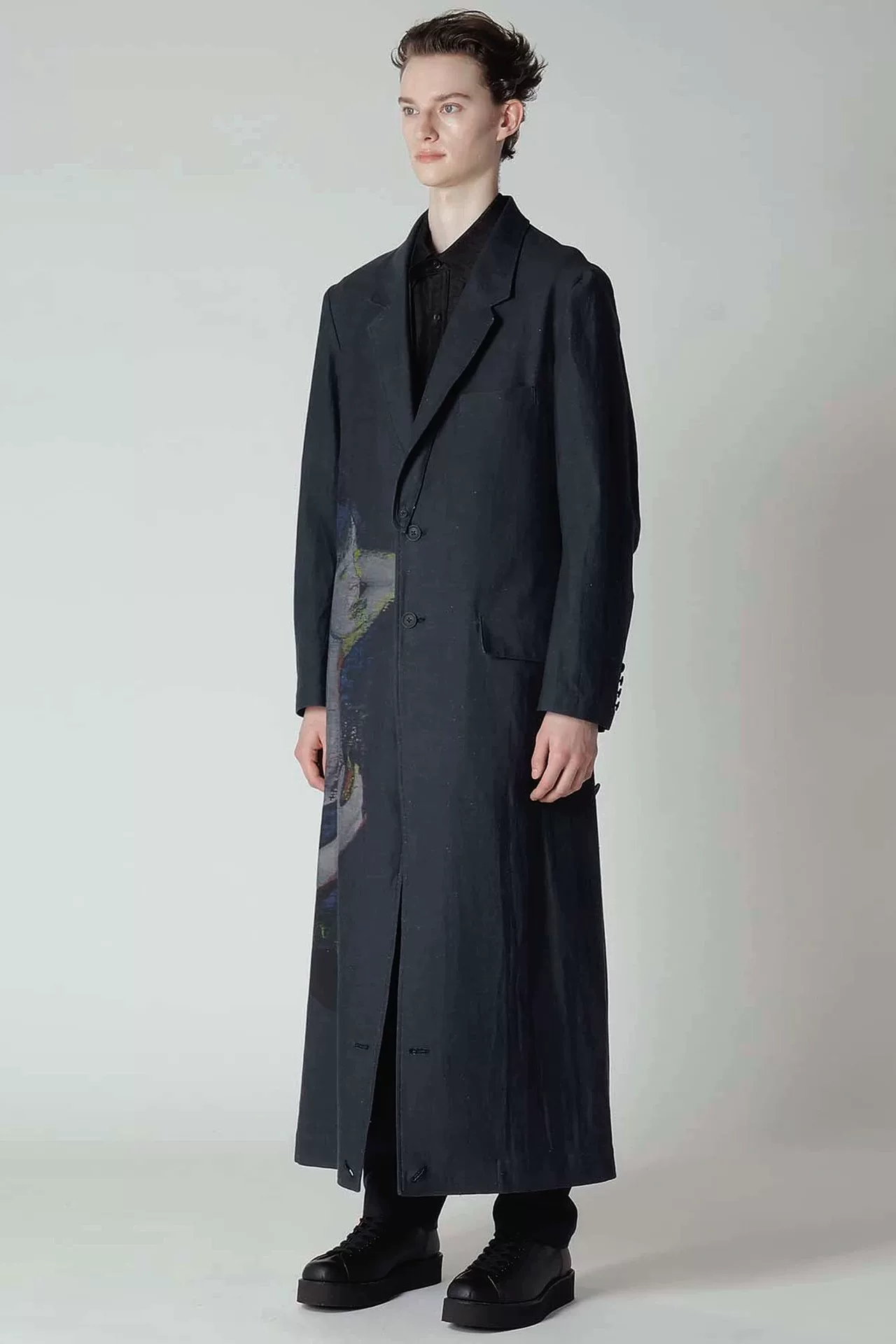 Yohji Yamamoto 24AW Printed Long Coat — label