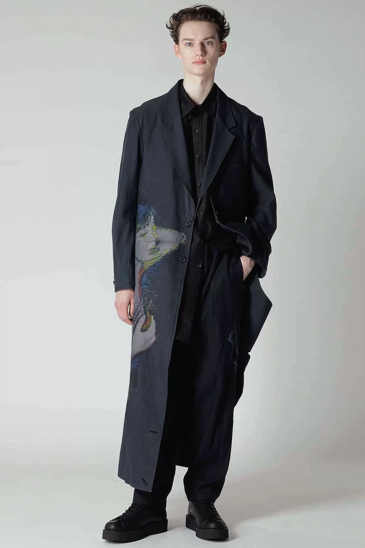 Yohji Yamamoto 24AW Printed Long Coat — detail