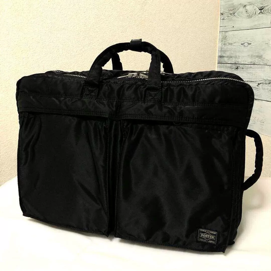 Porter Tanker 3-Way Black YKK Zipper Bag — front