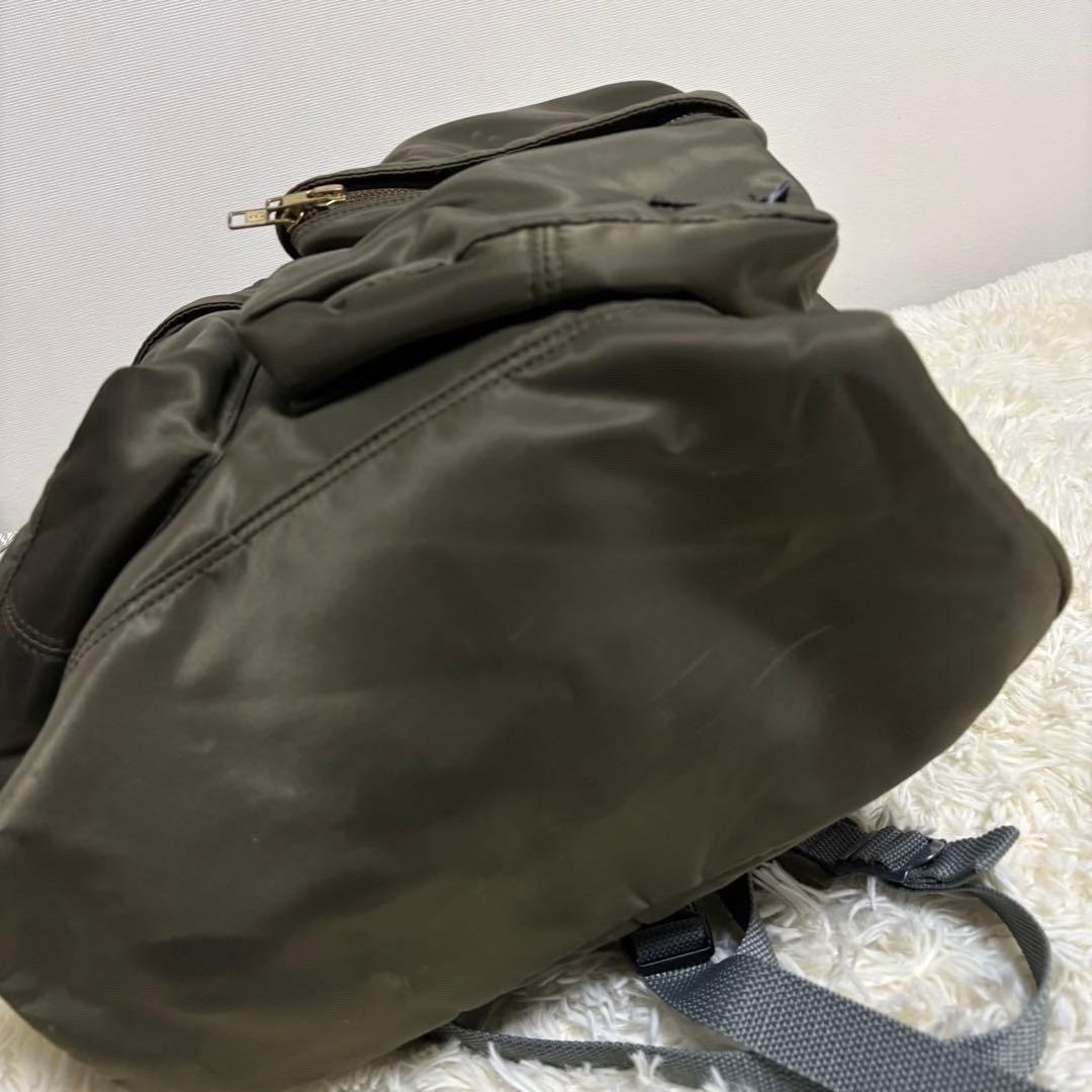 PORTER Olive Green Utility Backpack — label