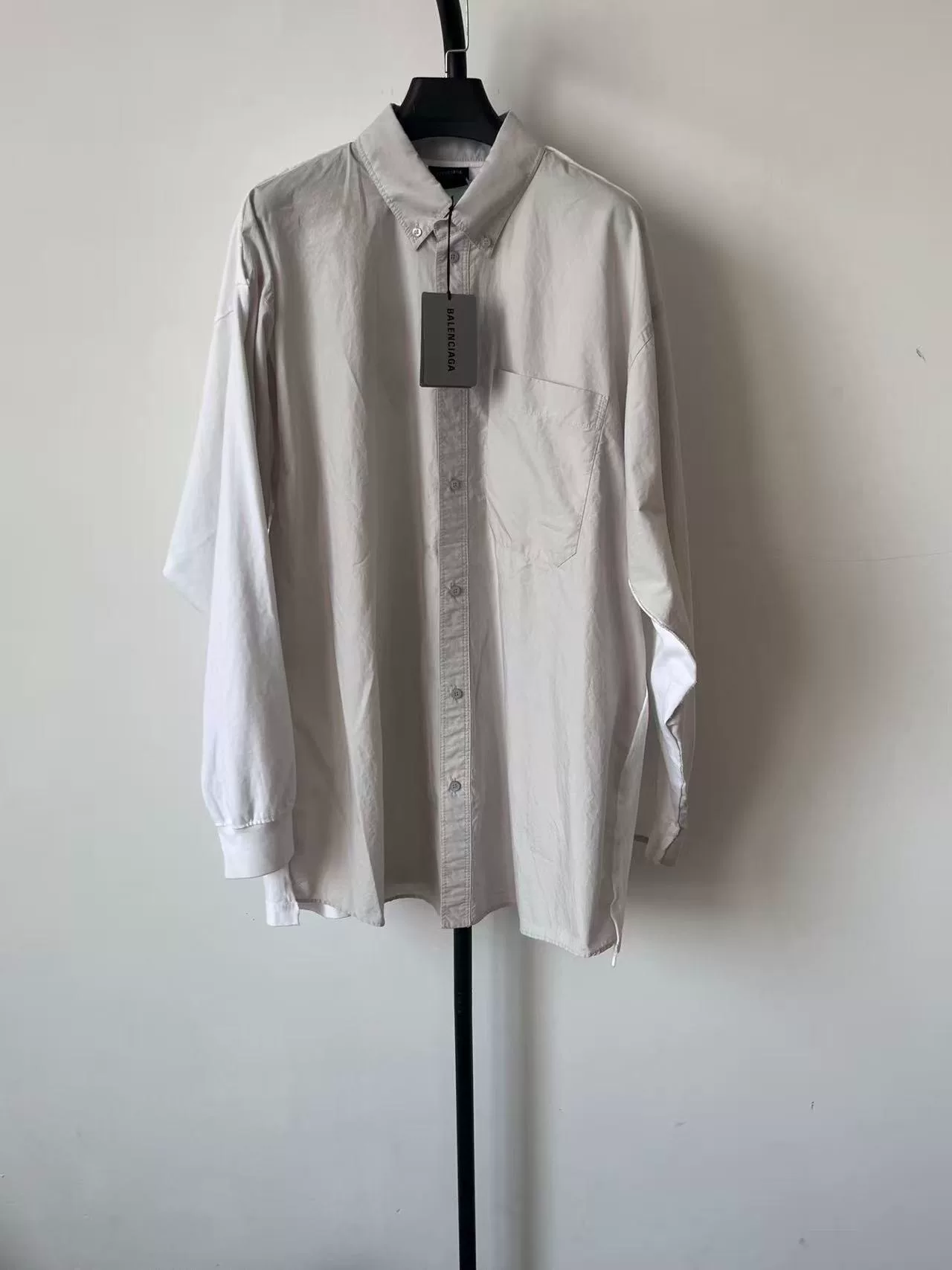 Balenciaga White Logo Loose Mid-Length Shirt — front