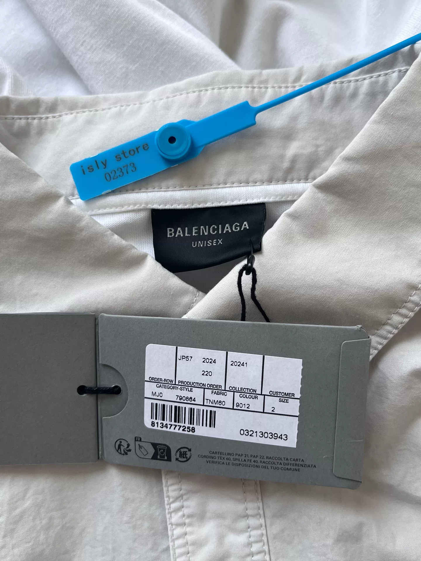 Balenciaga White Logo Loose Mid-Length Shirt — label
