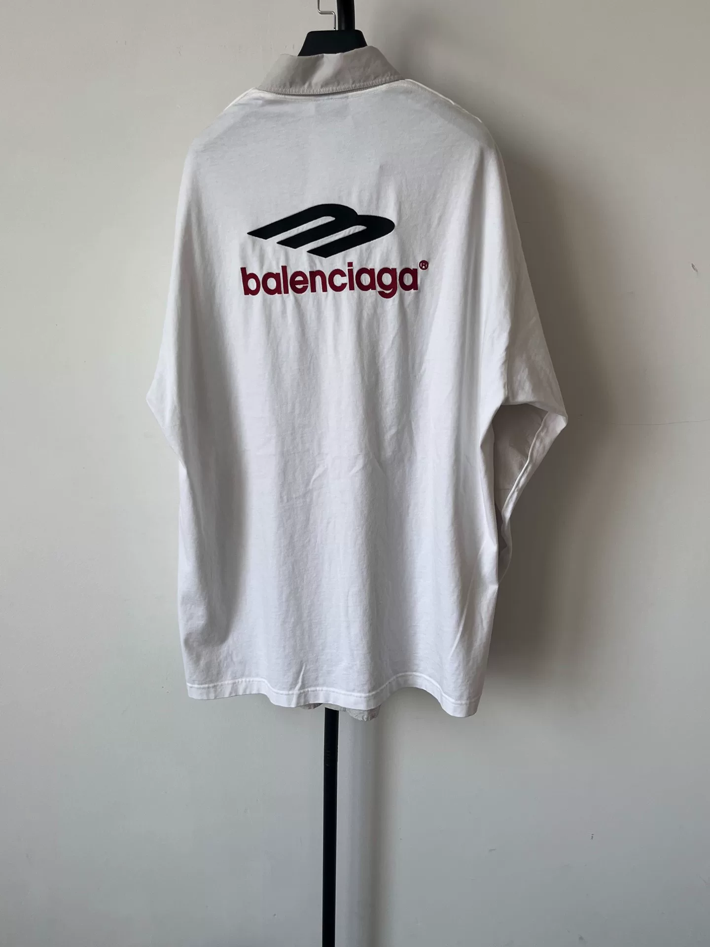 Balenciaga White Logo Loose Mid-Length Shirt