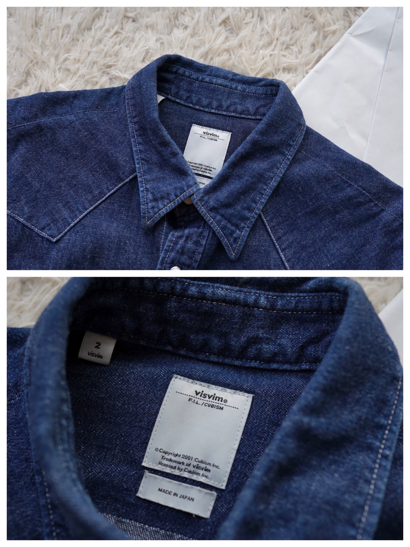 visvim albacore one wash embroidery denim shirt — back