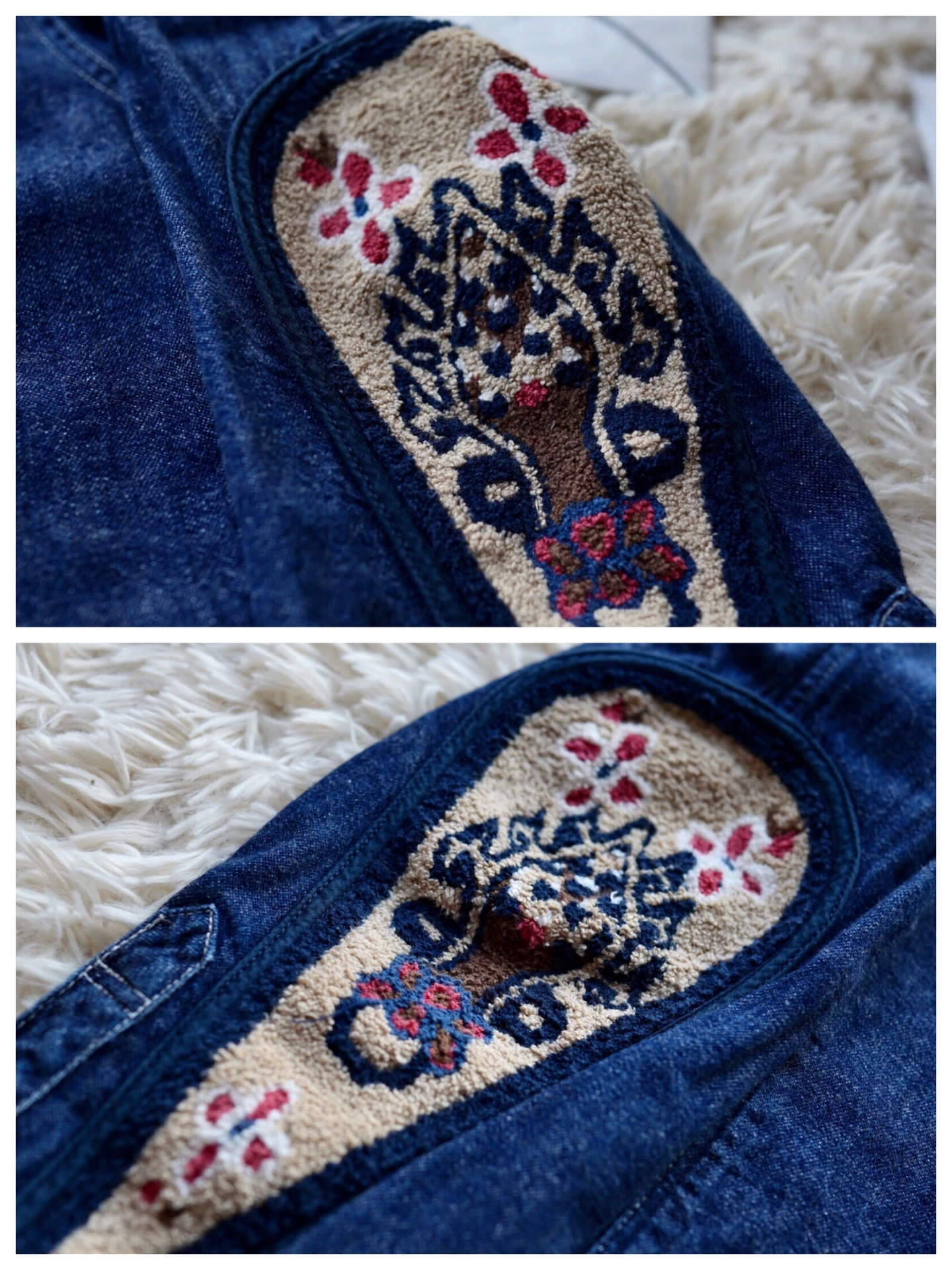 visvim albacore one wash embroidery denim shirt — detail