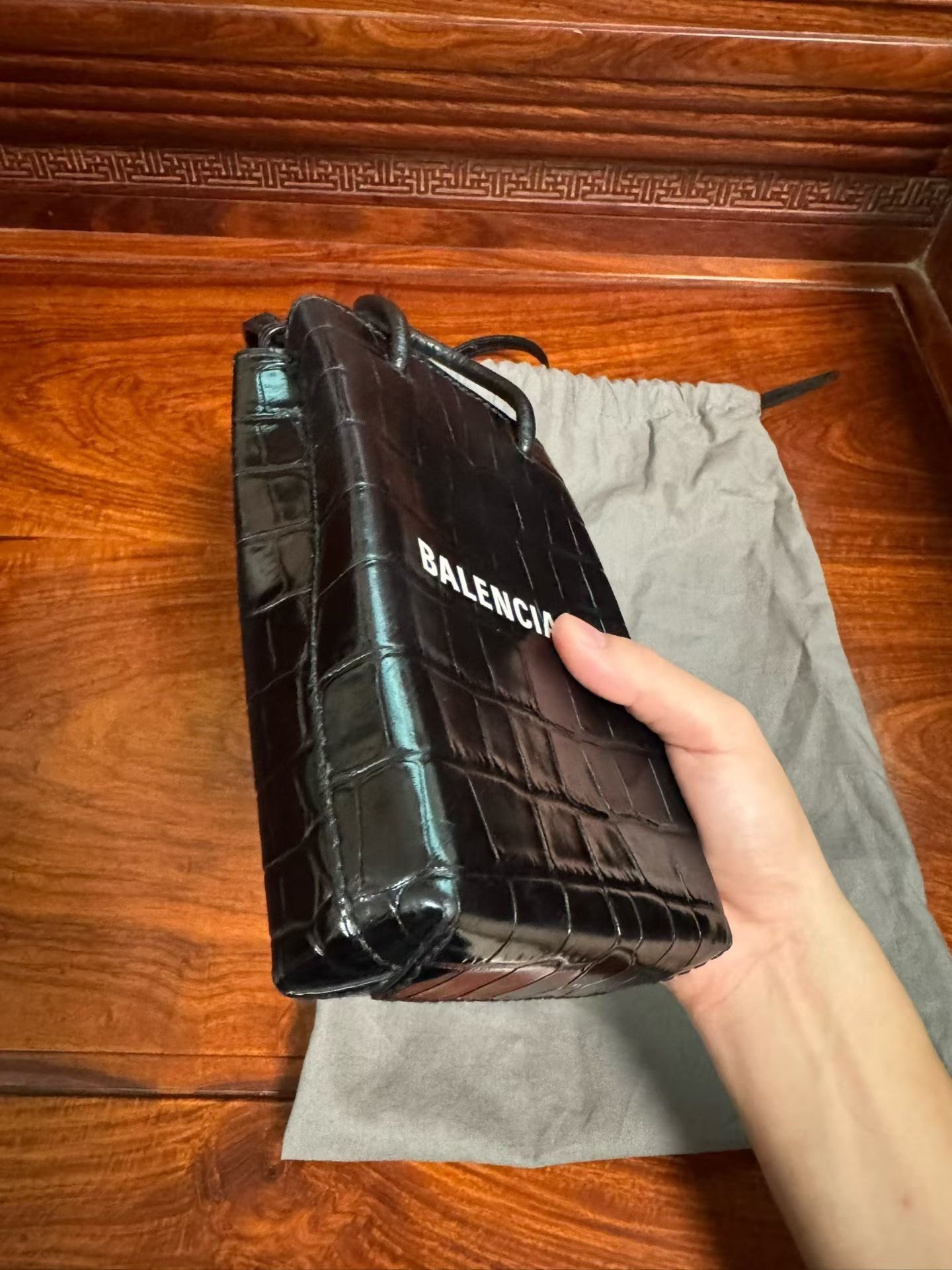 Balenciaga Crocodile Skin Phone Bag — detail