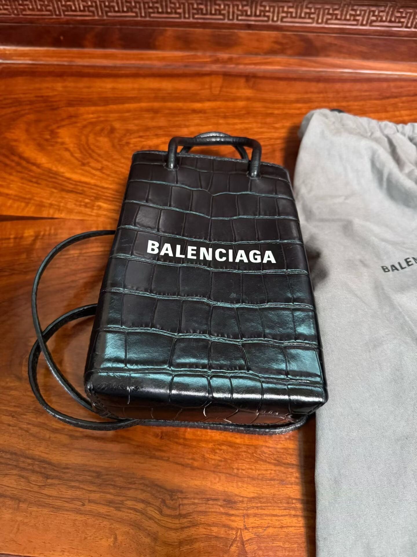 Balenciaga Crocodile Skin Phone Bag