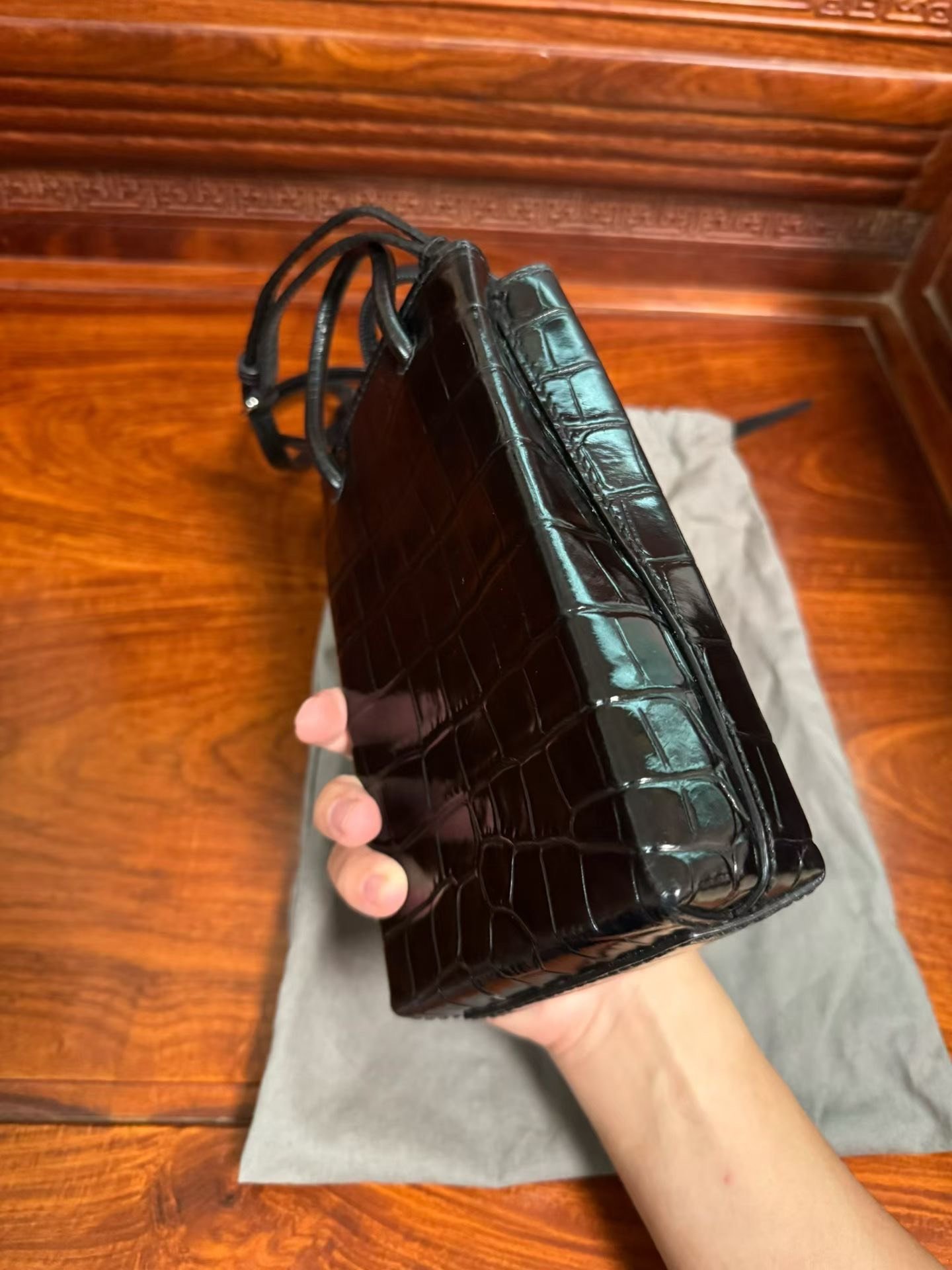 Balenciaga Crocodile Skin Phone Bag — back