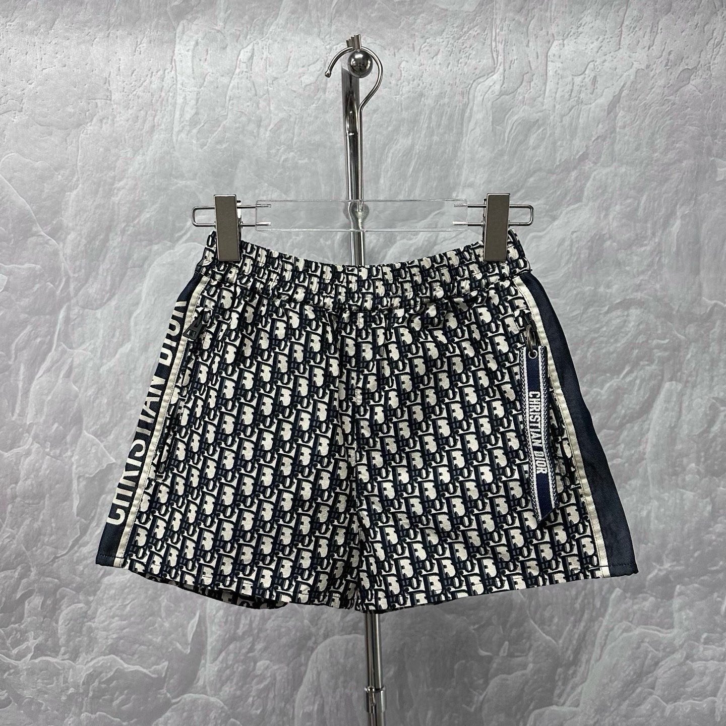 Dior Black White Jacquard Logo Zip Shorts — front