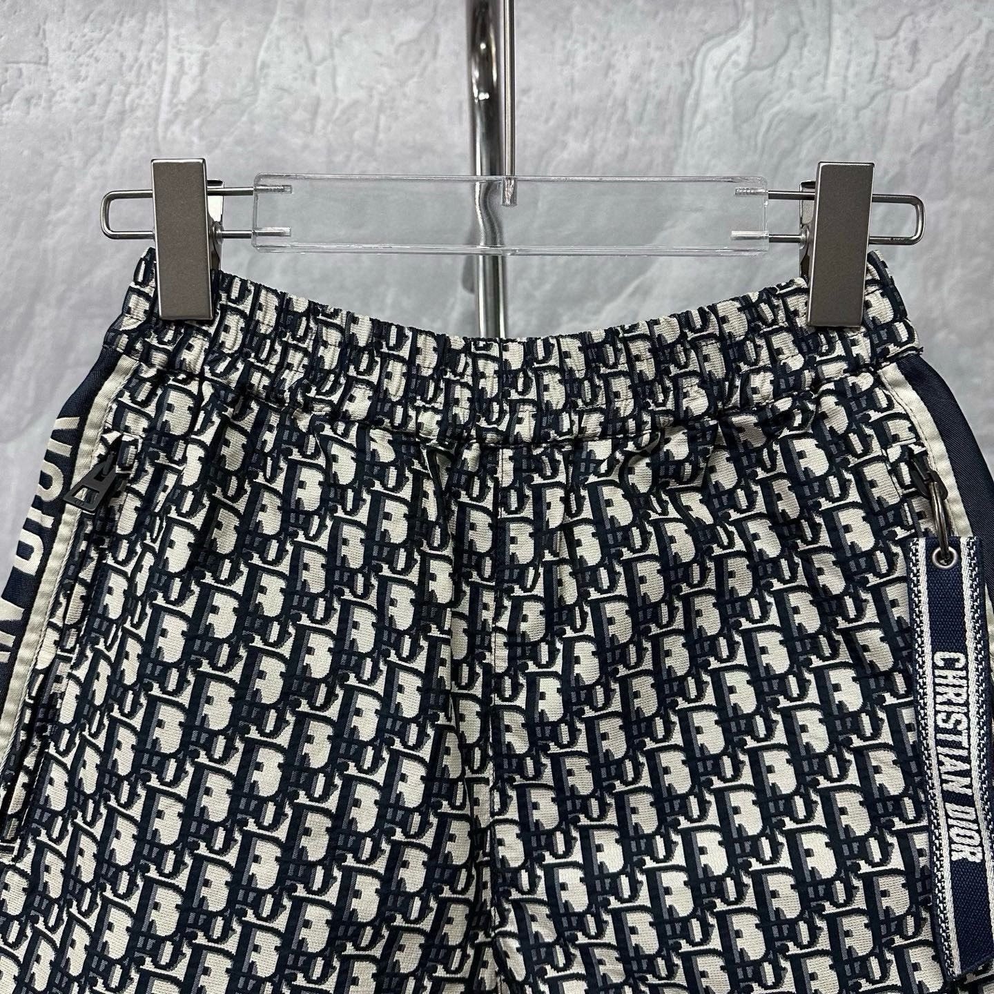 Dior Black White Jacquard Logo Zip Shorts — detail