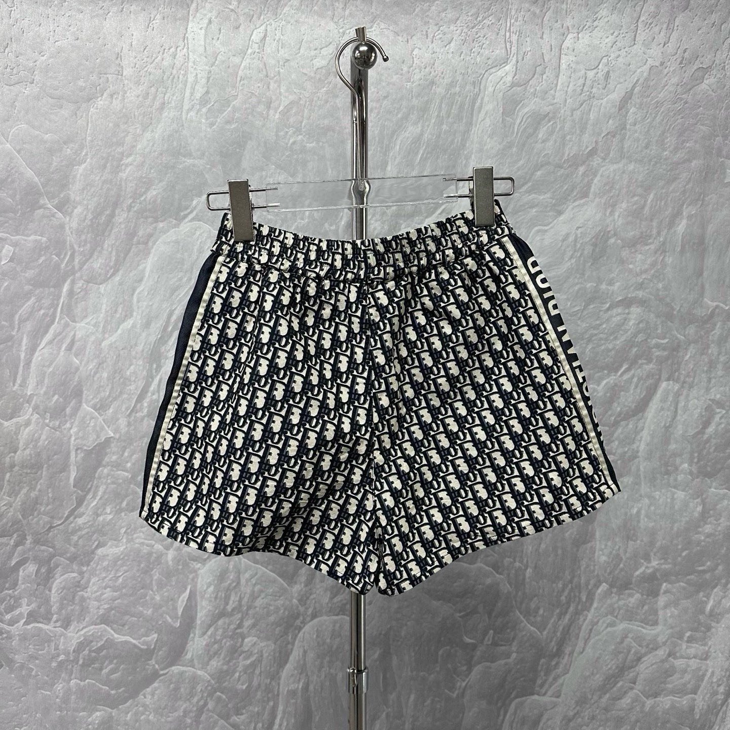 Dior Black White Jacquard Logo Zip Shorts — back