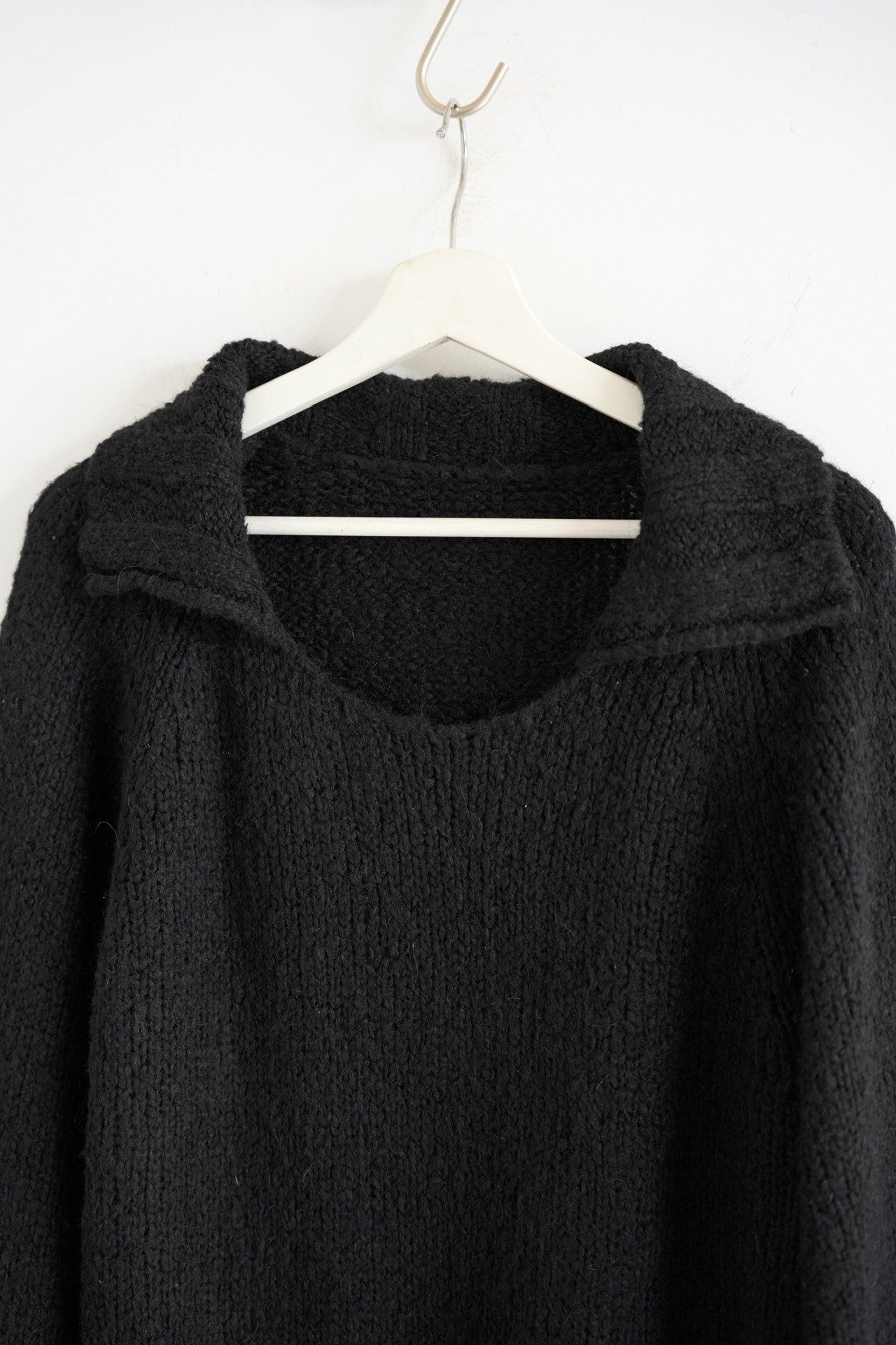 Yohji Yamamoto 22AW Seagull Collar Chunky Sweater — detail