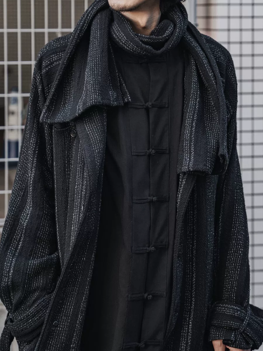 Yohji Yamamoto 24ss Detachable Scarf Coat — detail